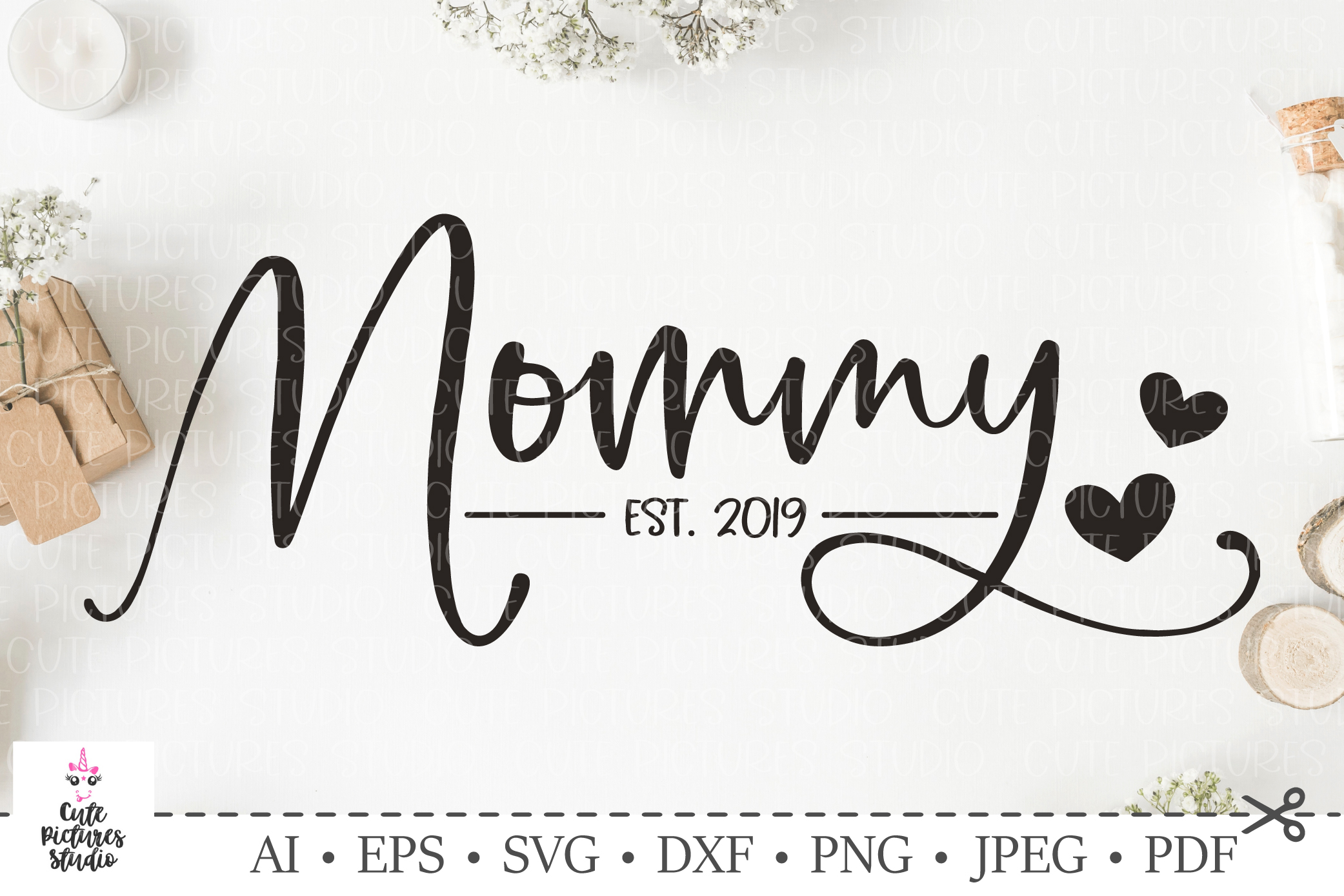 Download Mommy est 2019. Baby shower gift. Mothers Day. SVG Cut flie (232457) | SVGs | Design Bundles