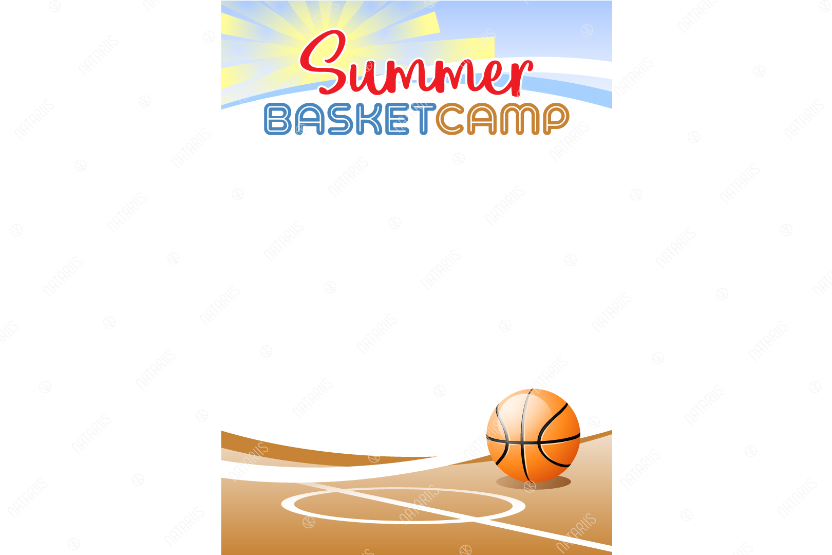 Summer Basketball Camp Template poster. (504637) Illustrations