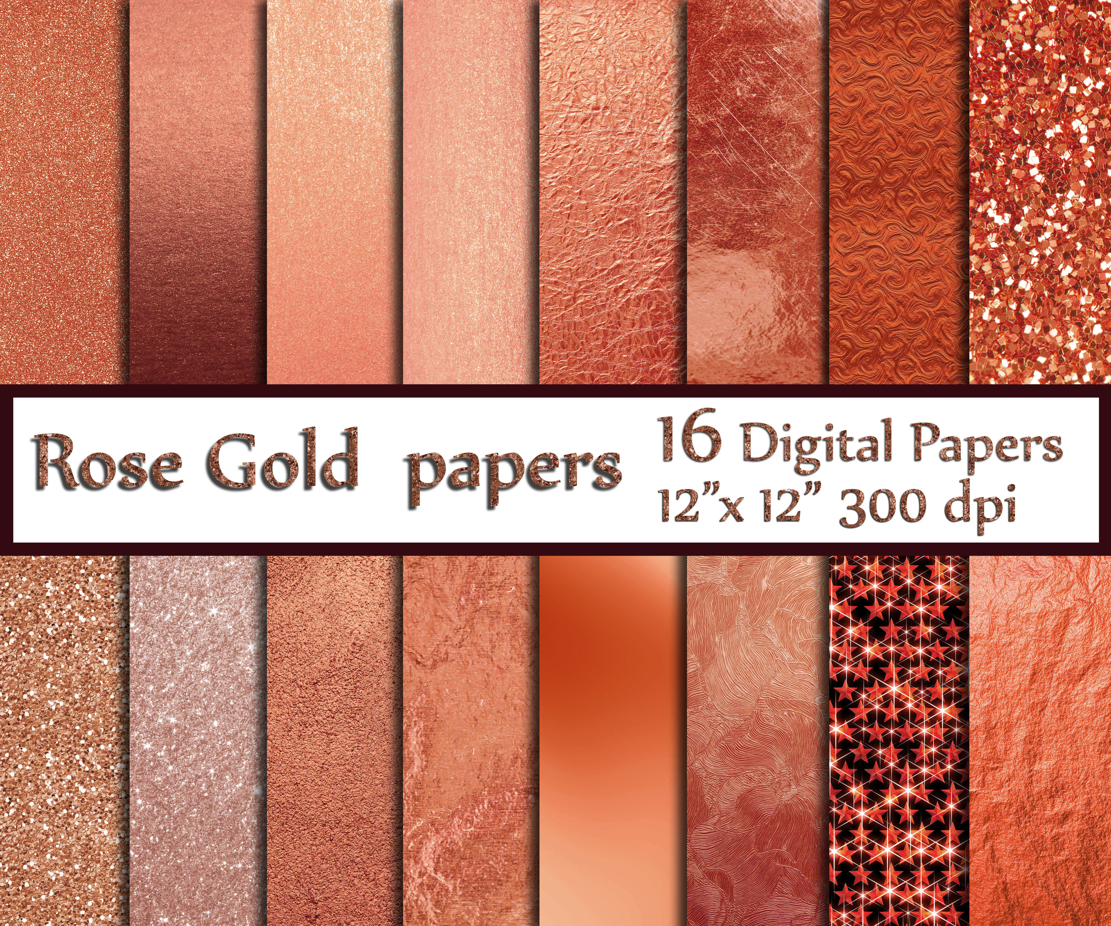 Rose Gold foil Glitter papers