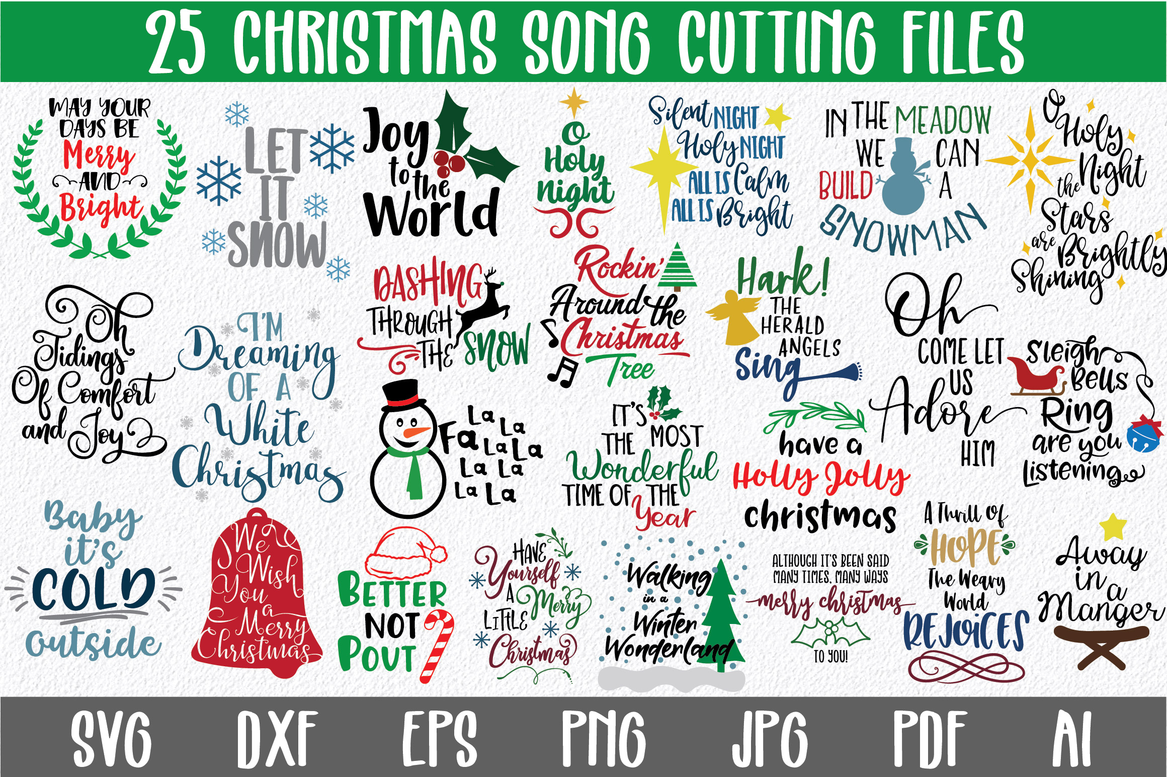 Download Christmas Song SVG Bundle with 25 PNG DXF EPS SVG Cut ...