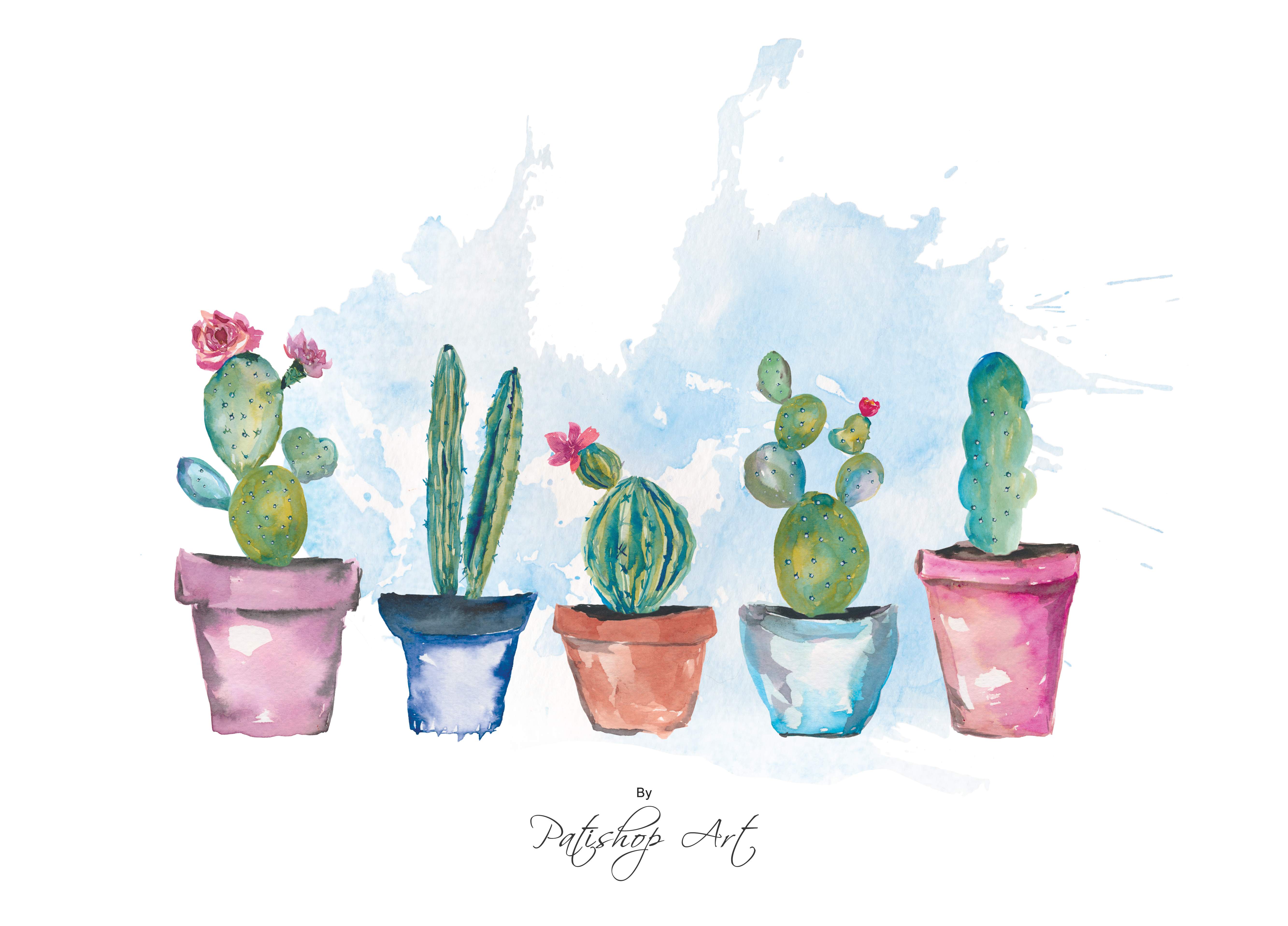 Watercolor Cactus Clip Art (74698) | Illustrations | Design Bundles