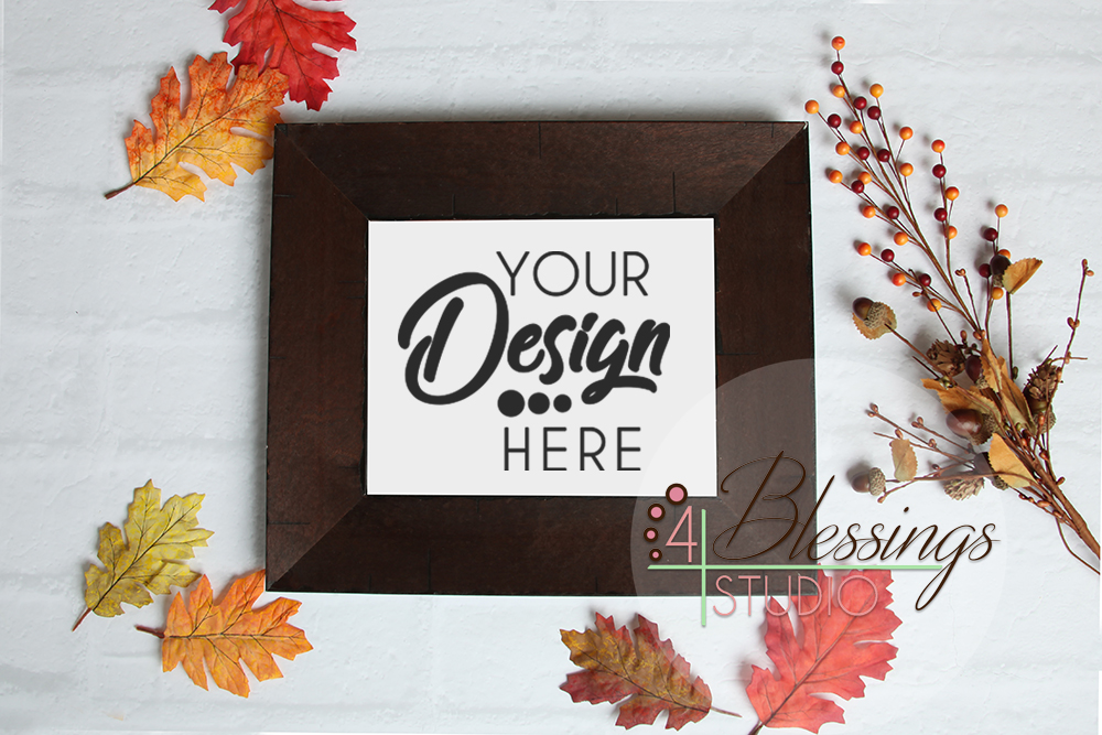 Download Fall Dark Brown Frame Mock up Empty Frame PNG Mockup 8x10