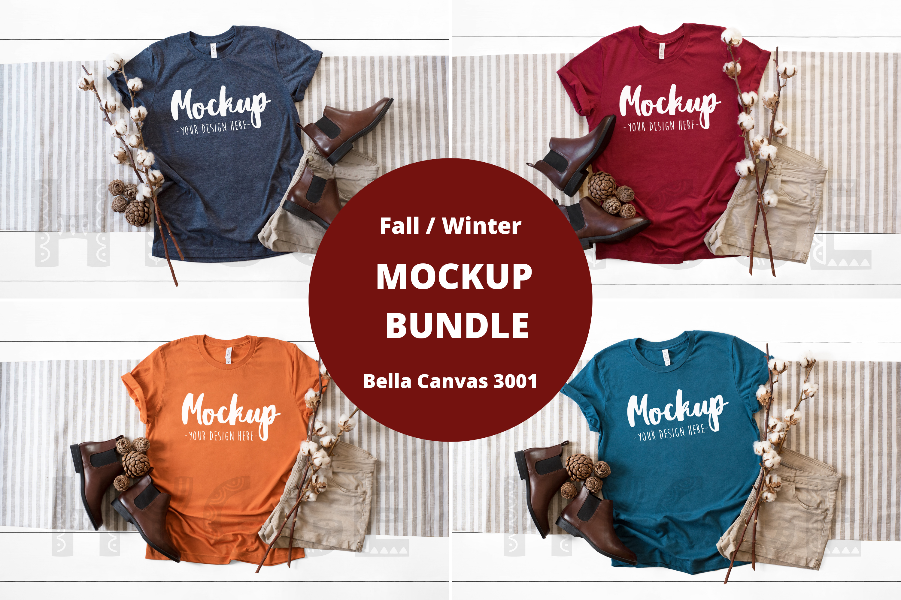 Download Tshirt Mockup Bundle Bella Canvas 3001 Winter tshirt mockups