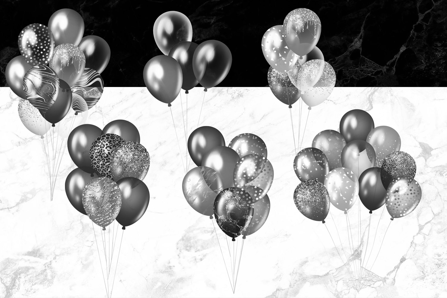 Silver Balloons Clipart