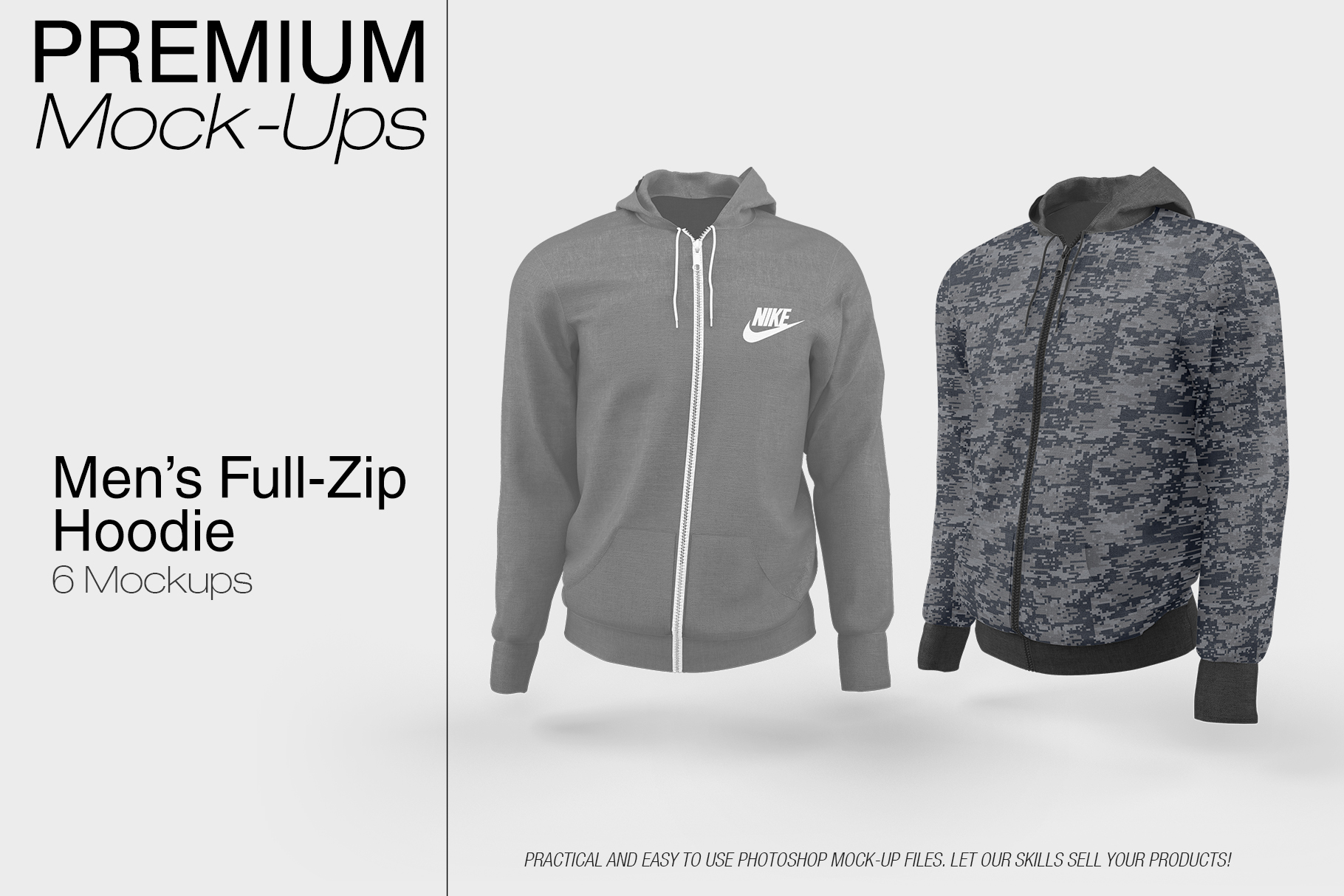 Men's Full-Zip Hoodie Mockup (81623) | Mock Ups | Design ...