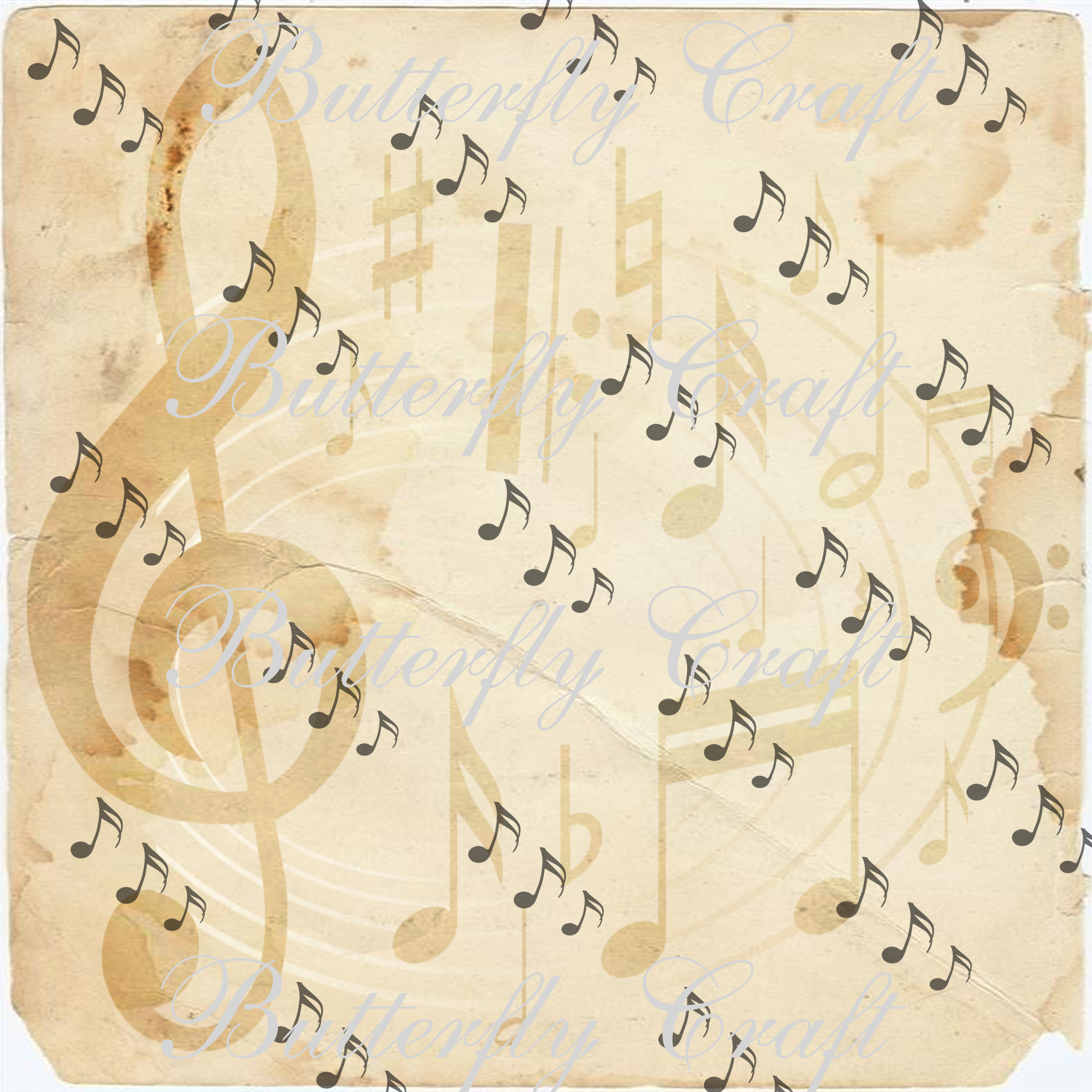 Music notes scrapbook paper, Vintage music digital paper (85614 ...