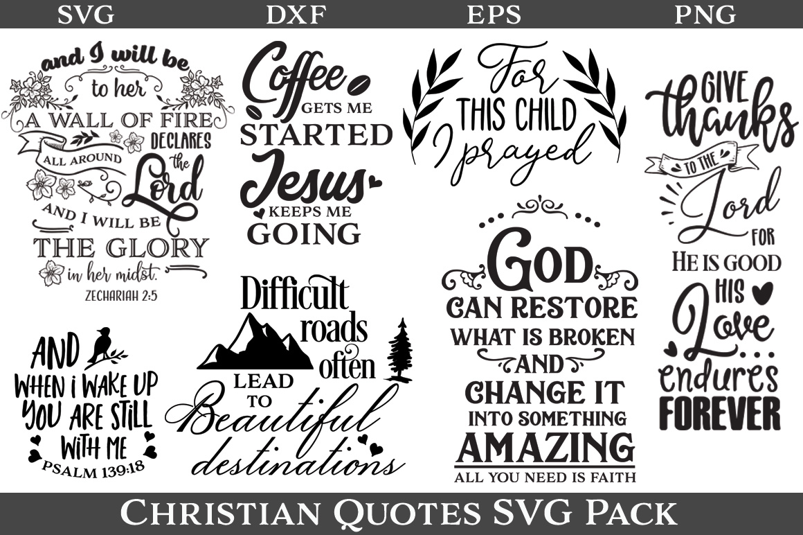 Download 48 Christian Quotes SVG Pack (174109) | Cut Files | Design Bundles