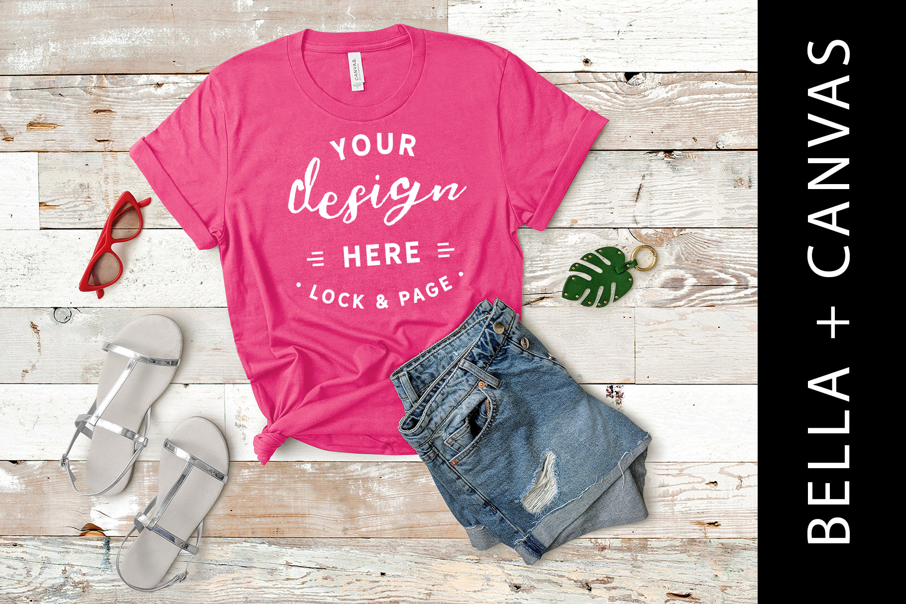 Download Charity Pink Bella Canvas 3001 T Shirt Mockup Feminine Shirt (133694) | Mock Ups | Design Bundles