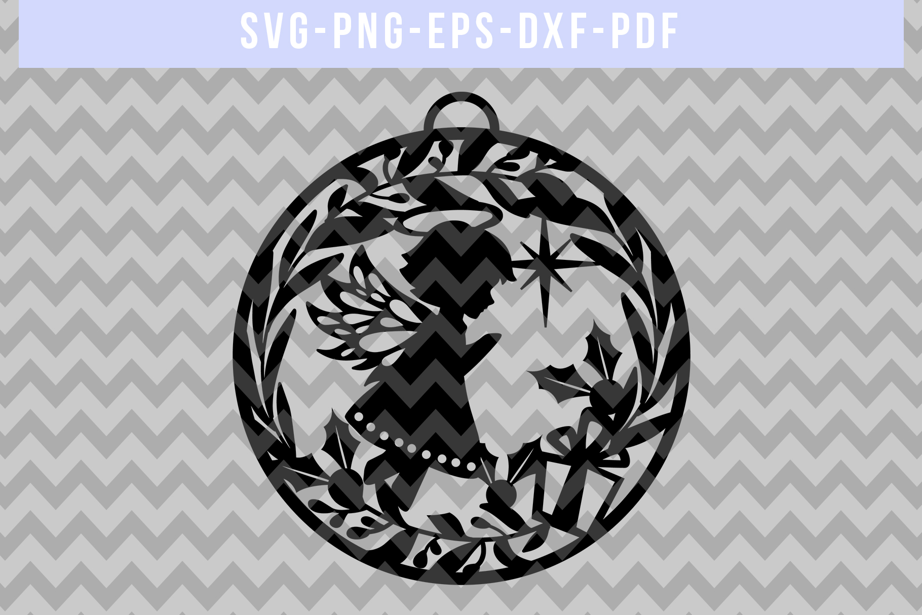 Download Christmas Angel SVG Cut File, Ornament Papercut, PDF, DXF