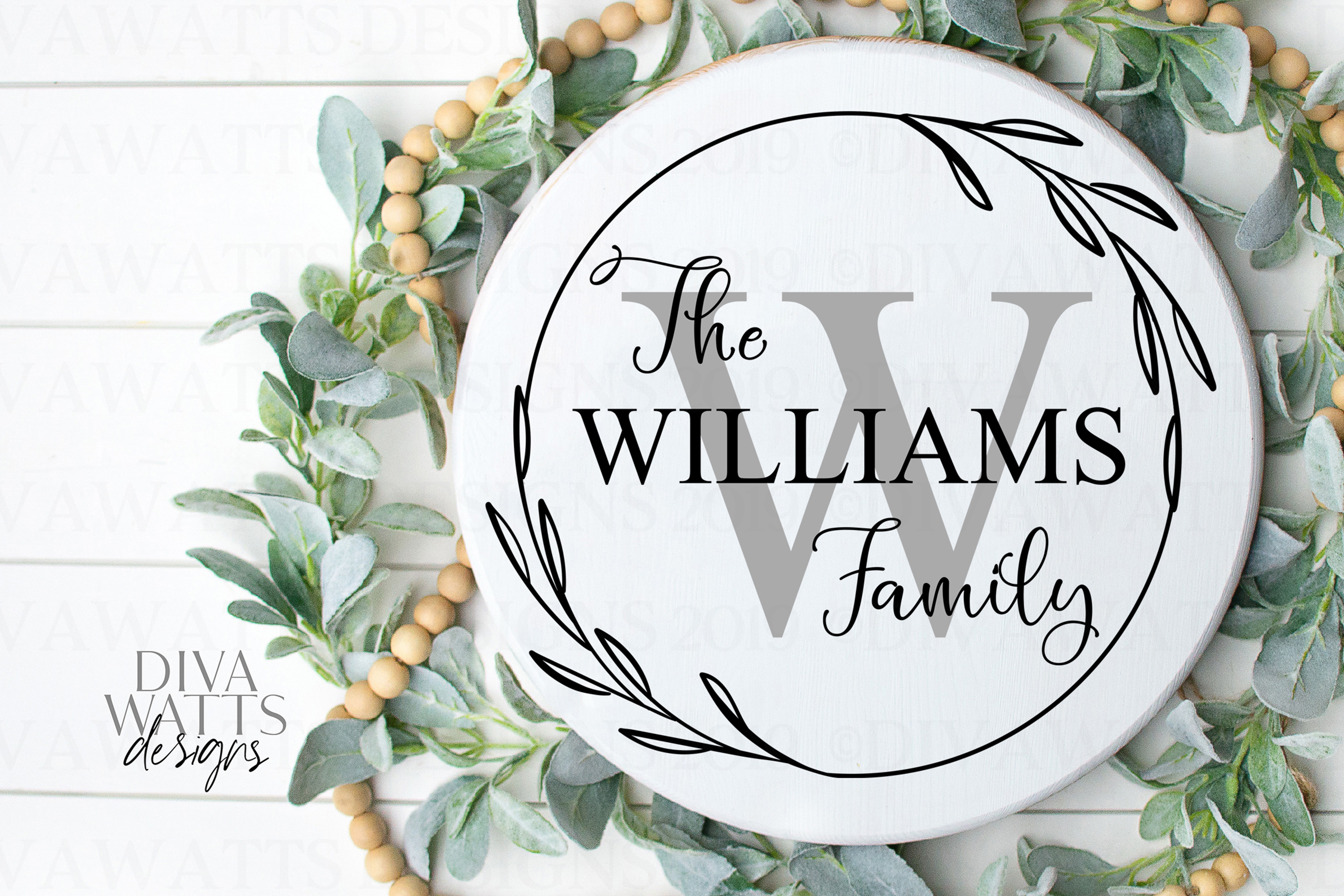 Download Monogram Wreath Family Last Name Farmhouse Sign SVG