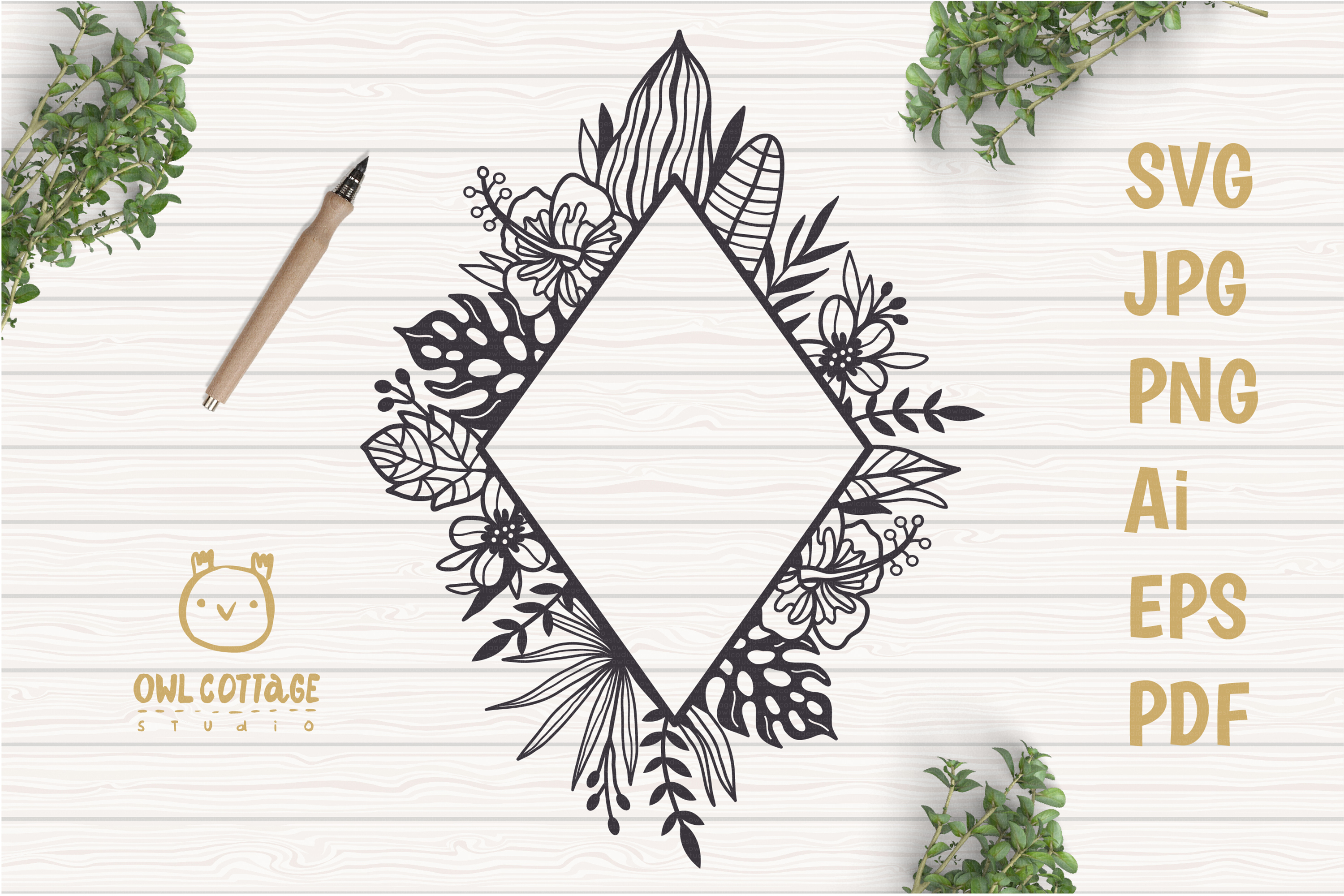 Download Tropical Floral Wreath SVG, Luau Decor cut file, Wedding Flo (378363) | Cut Files | Design Bundles