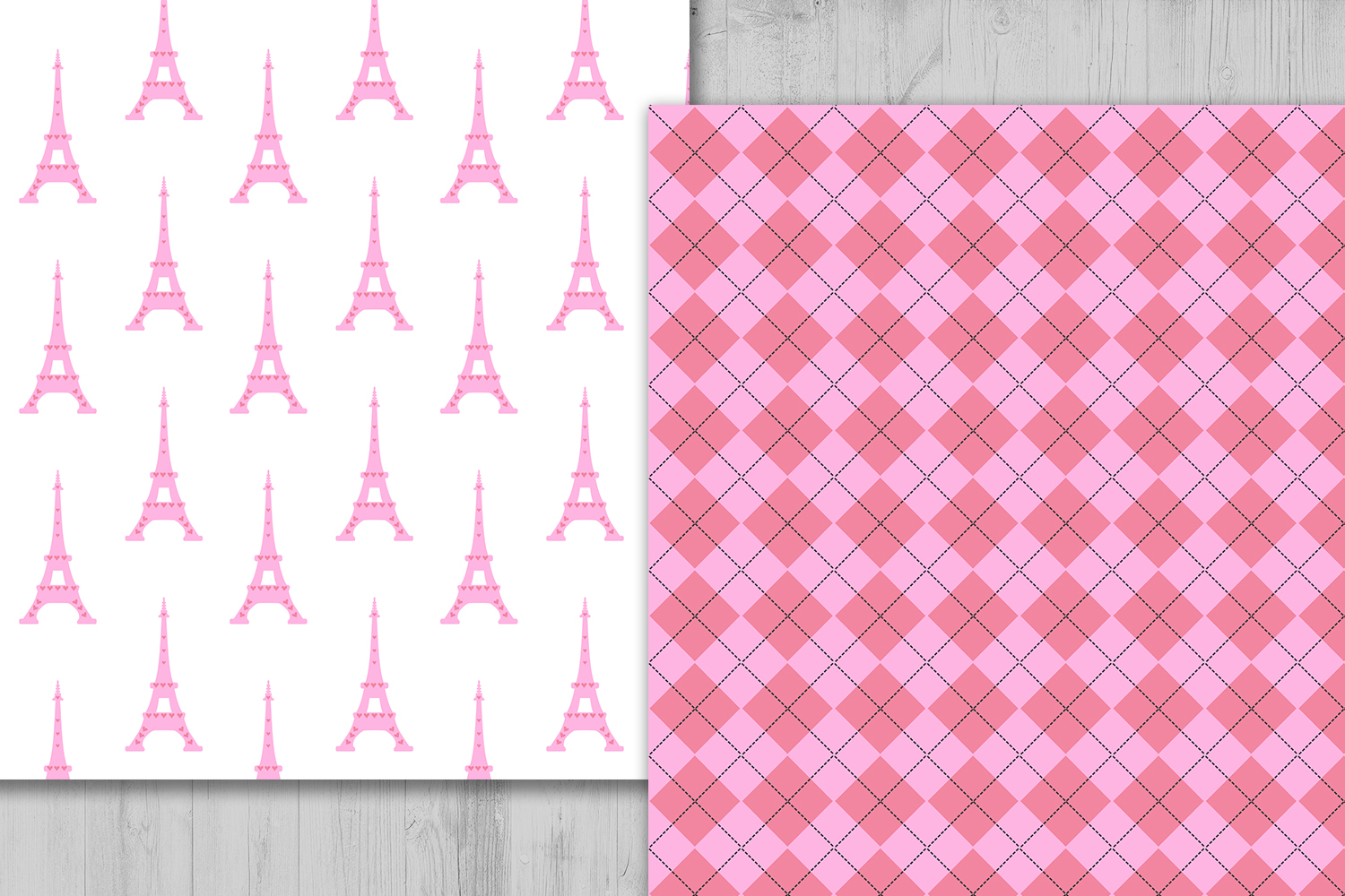 Paris Digital Paper, Eiffel Tower Background, Pink Paris Pattern