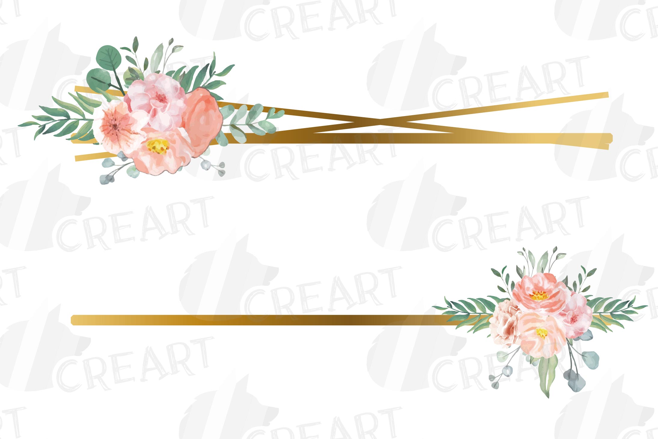 Blush and gold watercolor floral wedding frames and borders (275564