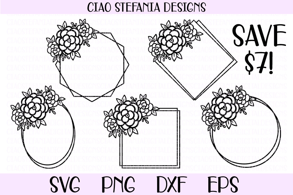 Download Flower Geometric Frames Bundle Wedding SVG PNG DXF EPS Cut
