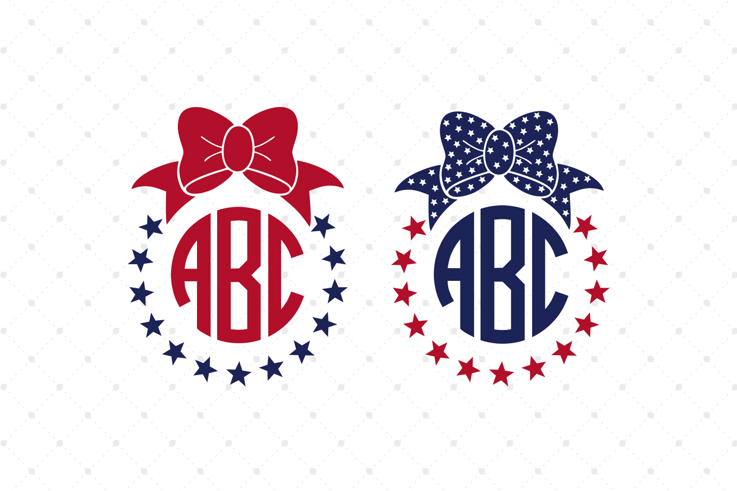 Download 4th of July Bow Monogram Frames SVG Cut Files