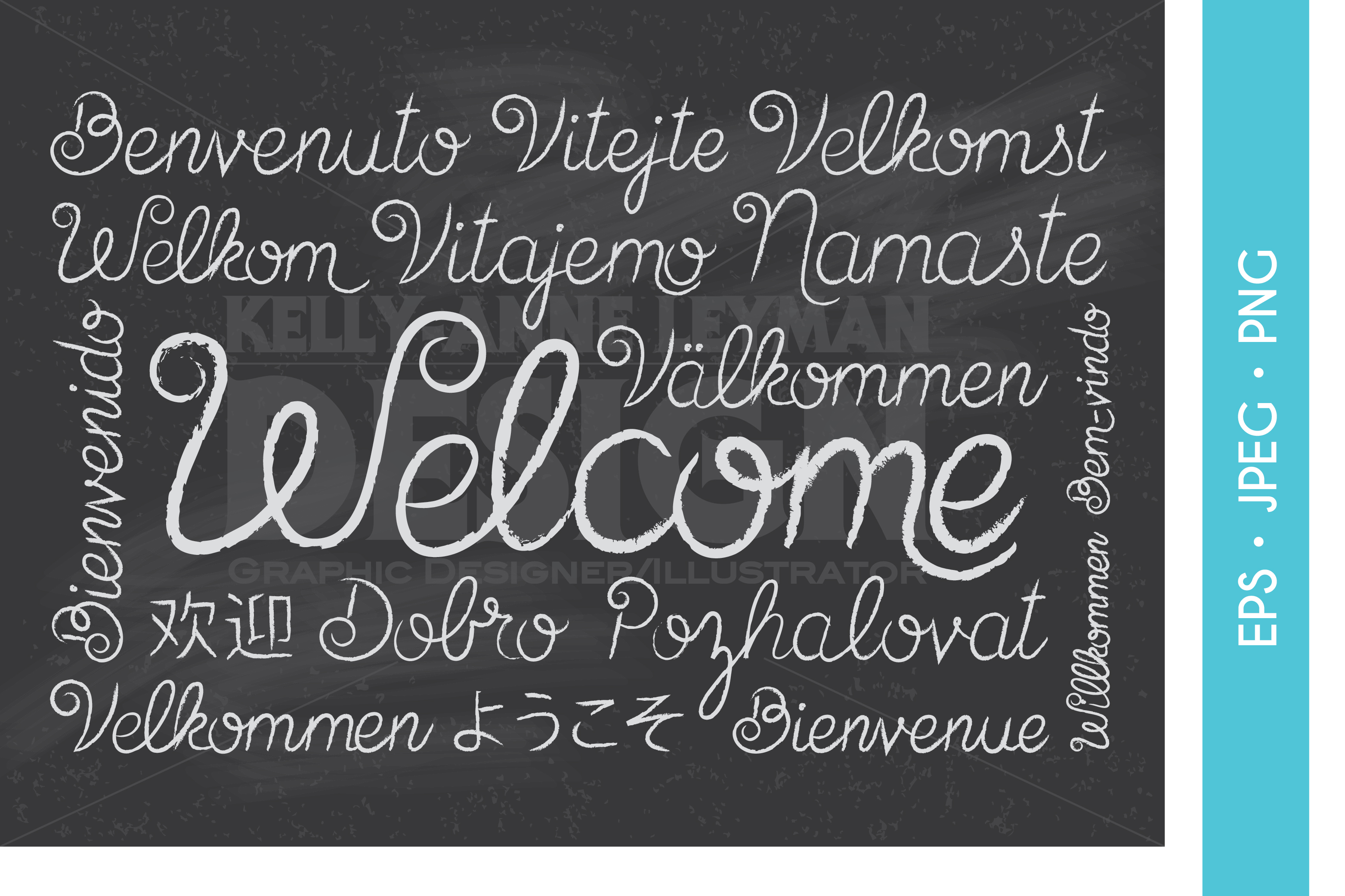 Chalkboard Welcome Sign Clipart Set, Typography Clipart