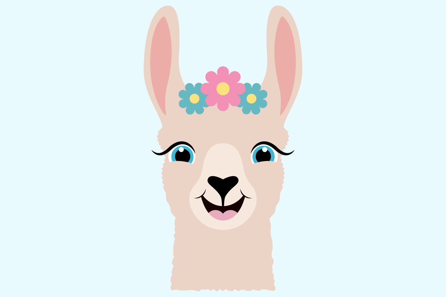 Download Cute Llama SVG Cut Files, Happy Farm Animal, Llama Face