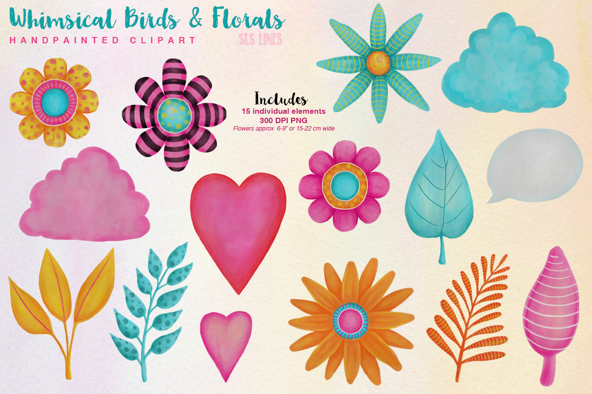 Download Colorful Whimsical Birds & Flowers
