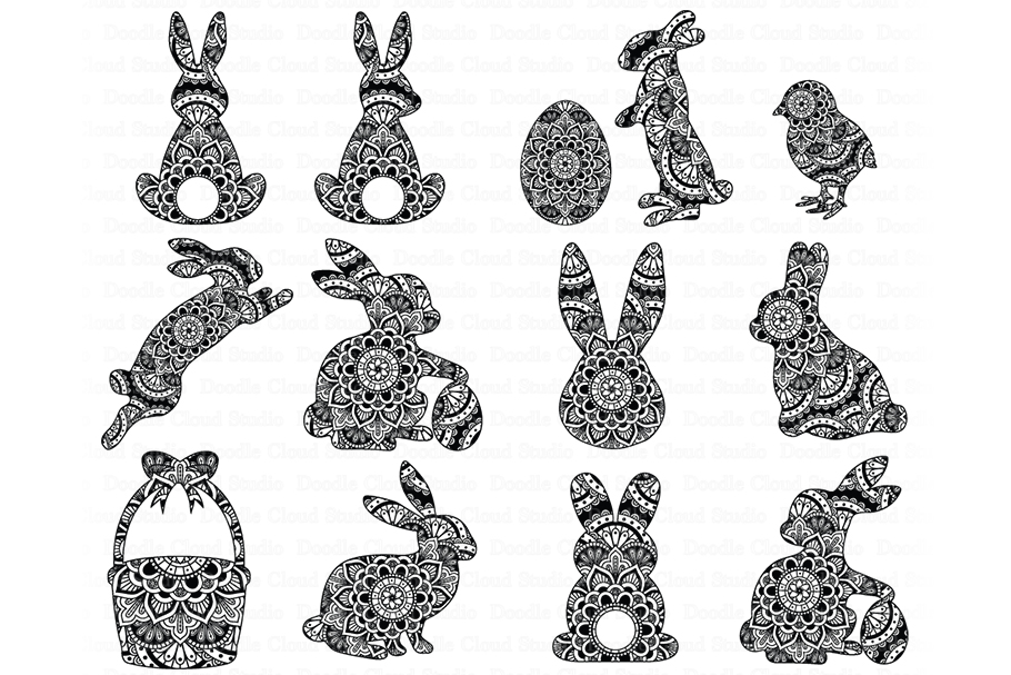 Easter Mandala SVG, Bunny Mandala, Rabbit Mandala SVG