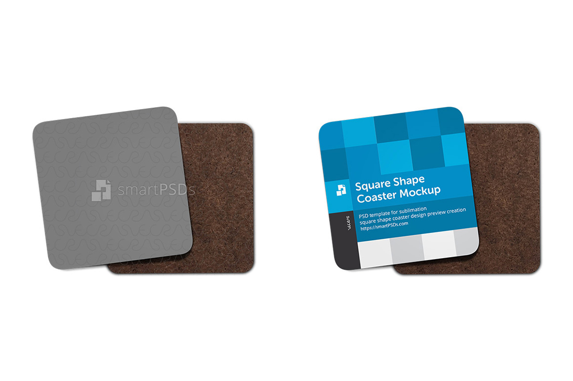 Download Square Shape Coasters Mockup for Sublimation Preview Design (21151) | Mock Ups | Design Bundles