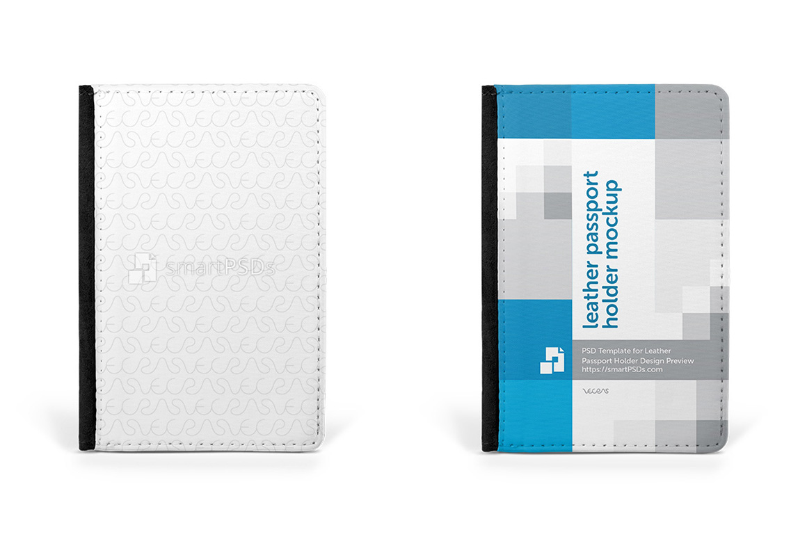 Download Leather Passport Holder Design Mockup - 4 Views