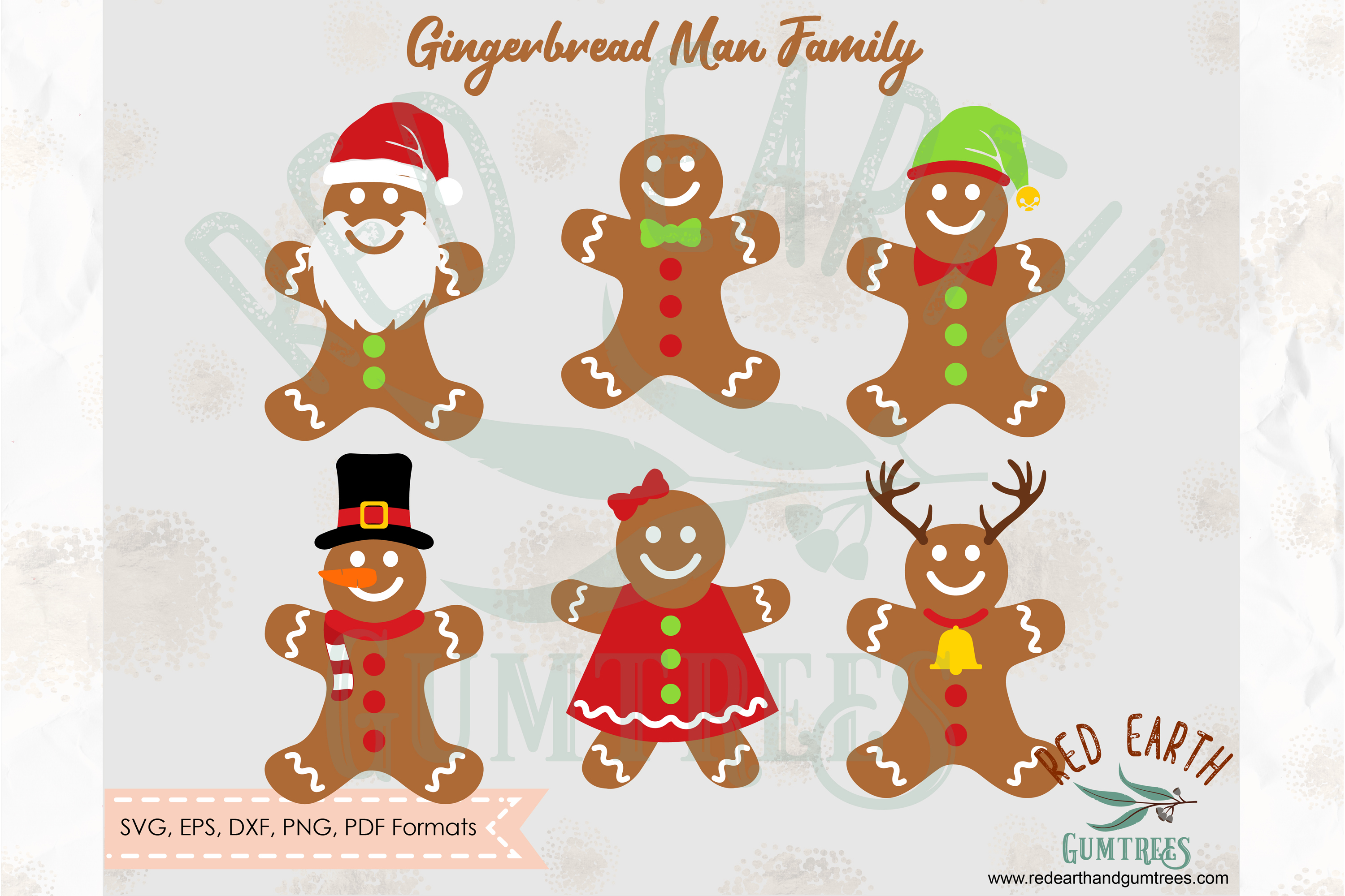 Gingerbread man Family bundle, Christmas SVG,DXF,PNG,EPS,PDF