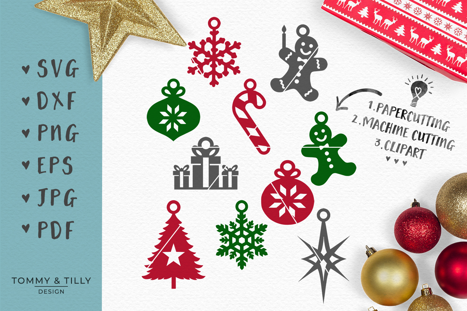 Christmas Hanging Decorations - SVG EPS DXF PNG PDF JPG (120543) | SVGs