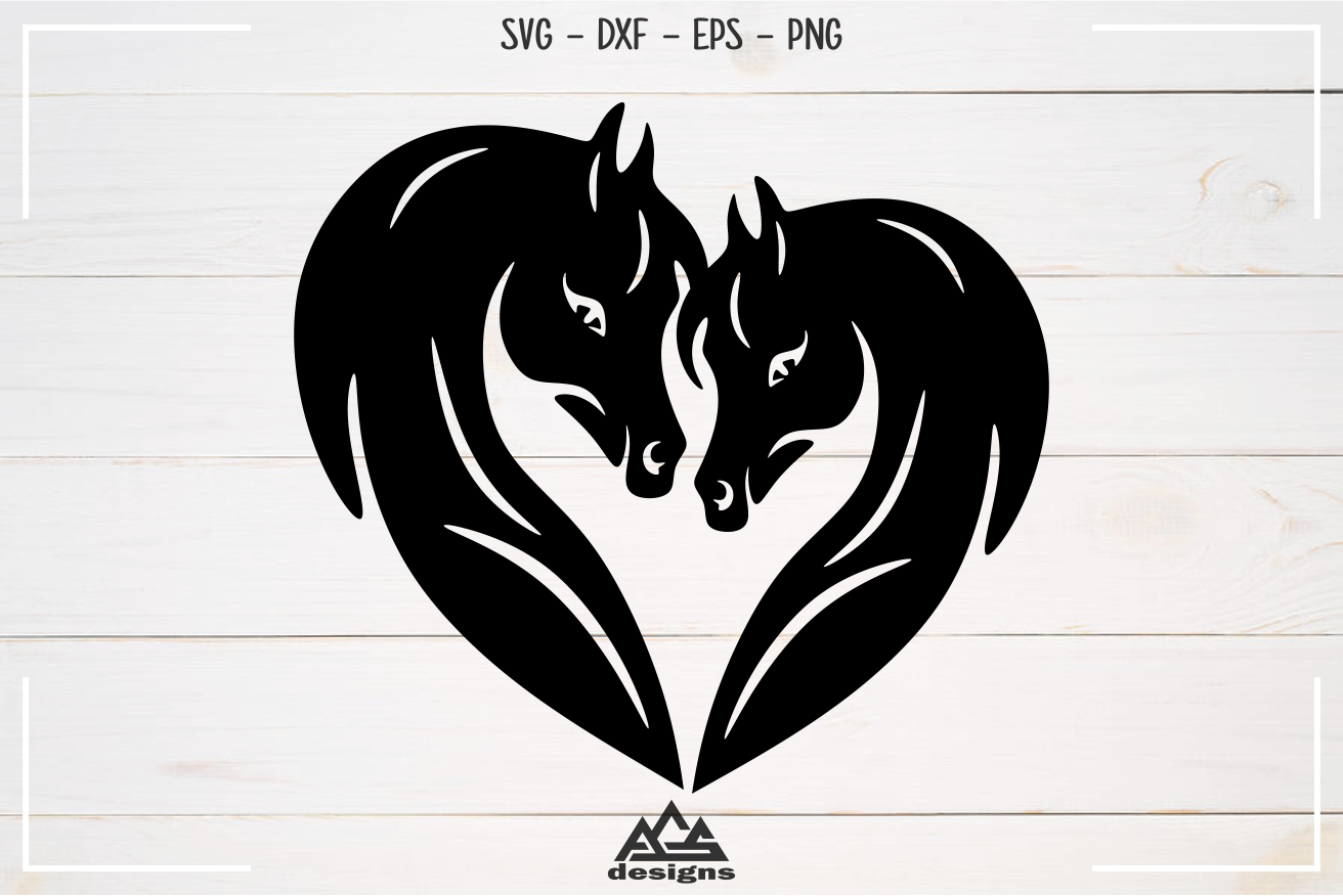 Horse Love Heart - Valentine Svg Design