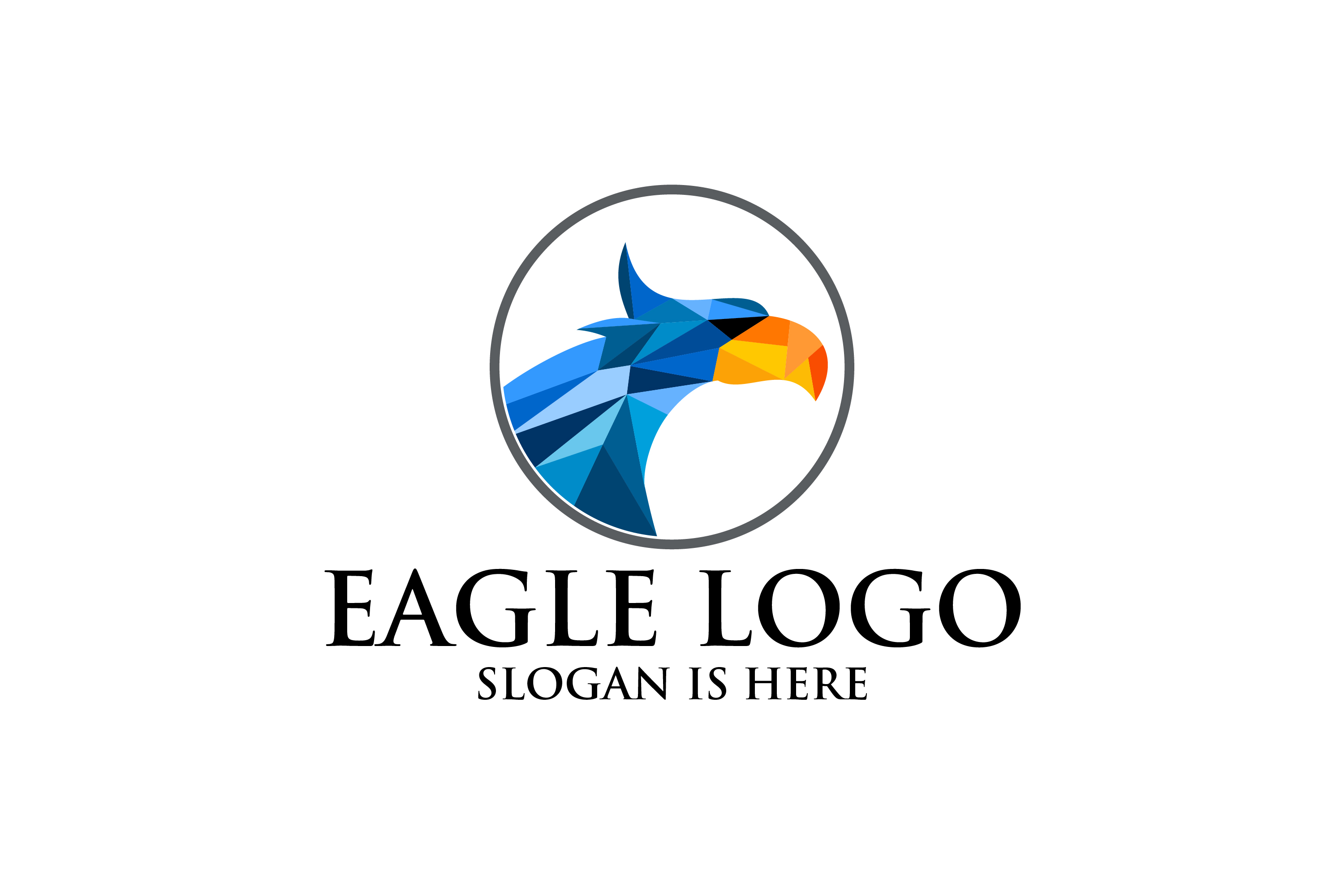 Circle Eagle Colorful Hawk Head With Sharp Eye Logo Design