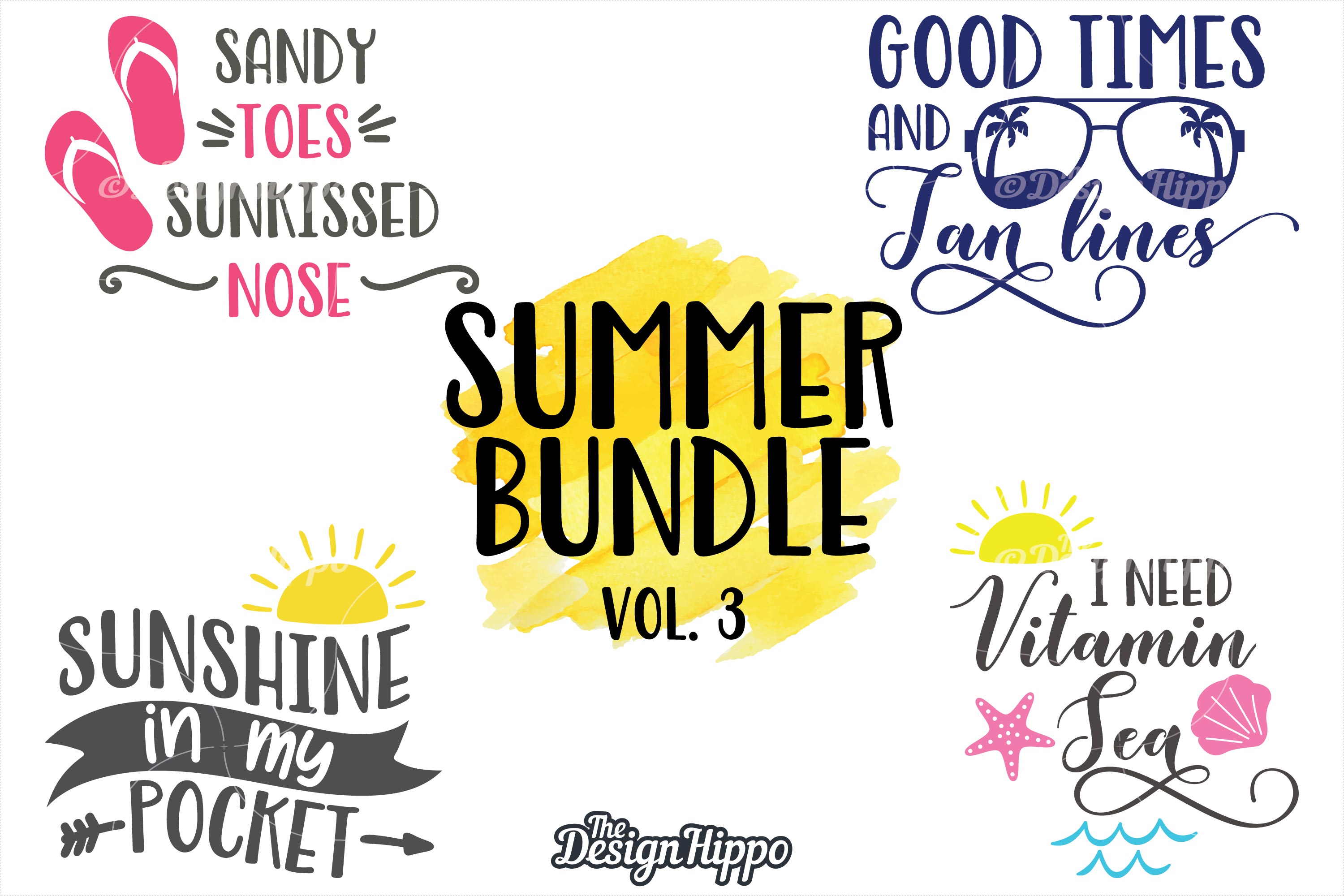 Download Summer, Beach Bundle of 4 SVG DXF PNG EPS Cut Files, Vol. 3