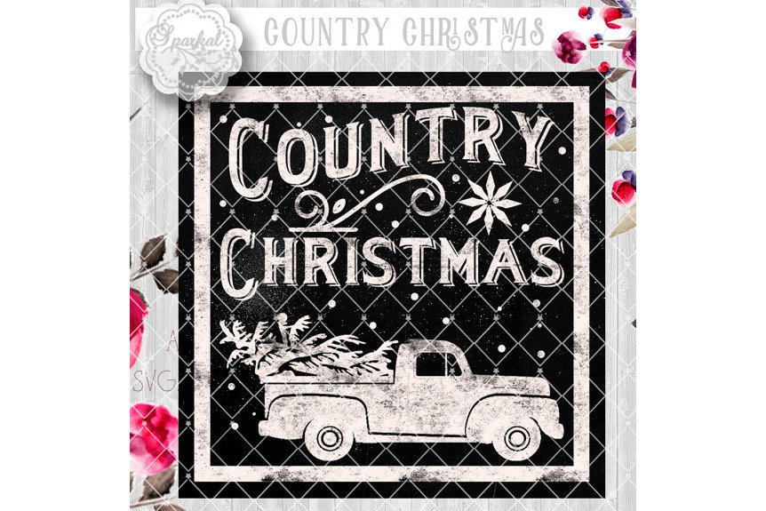 Download Vintage COUNTRY Christmas SVG File, Cutting File, Vector Clipart Holiday Decor, Silhouette ...