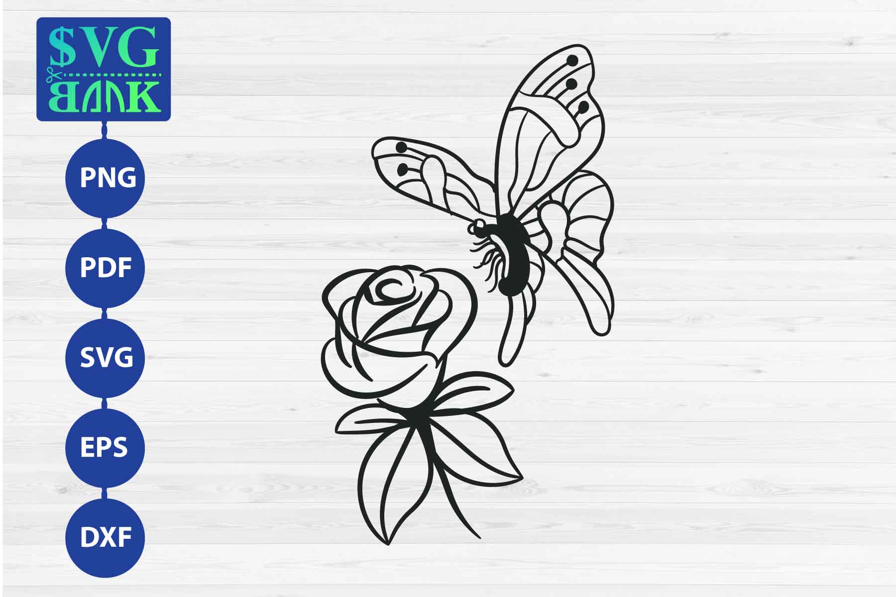 Download Butterfly SVG, butterfly with flower SVG, Rose SVG (290386) | SVGs | Design Bundles