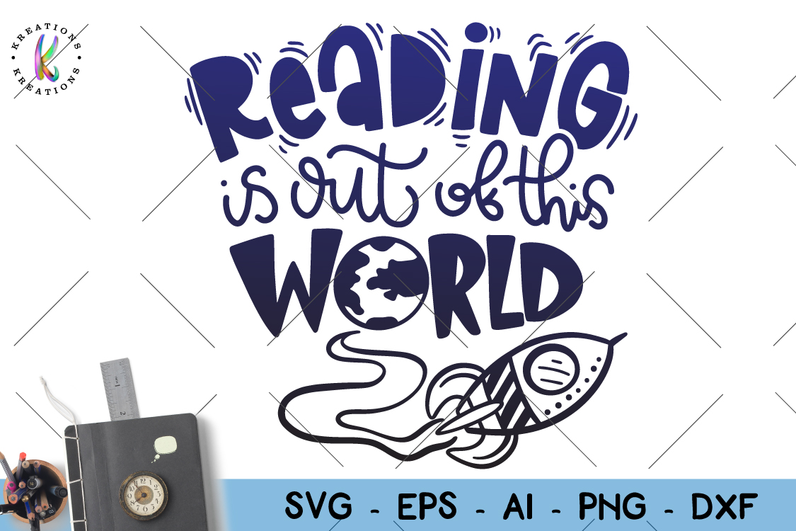 Download Teacher student books-Reading is out of this world svg
