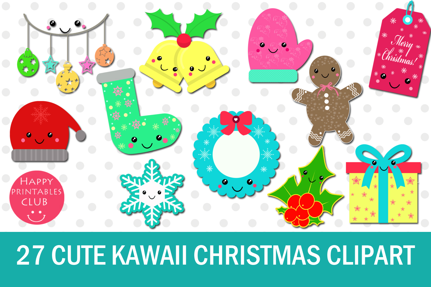 27 Cute Kawaii Christmas Clipart- Kawaii Christmas Clipart