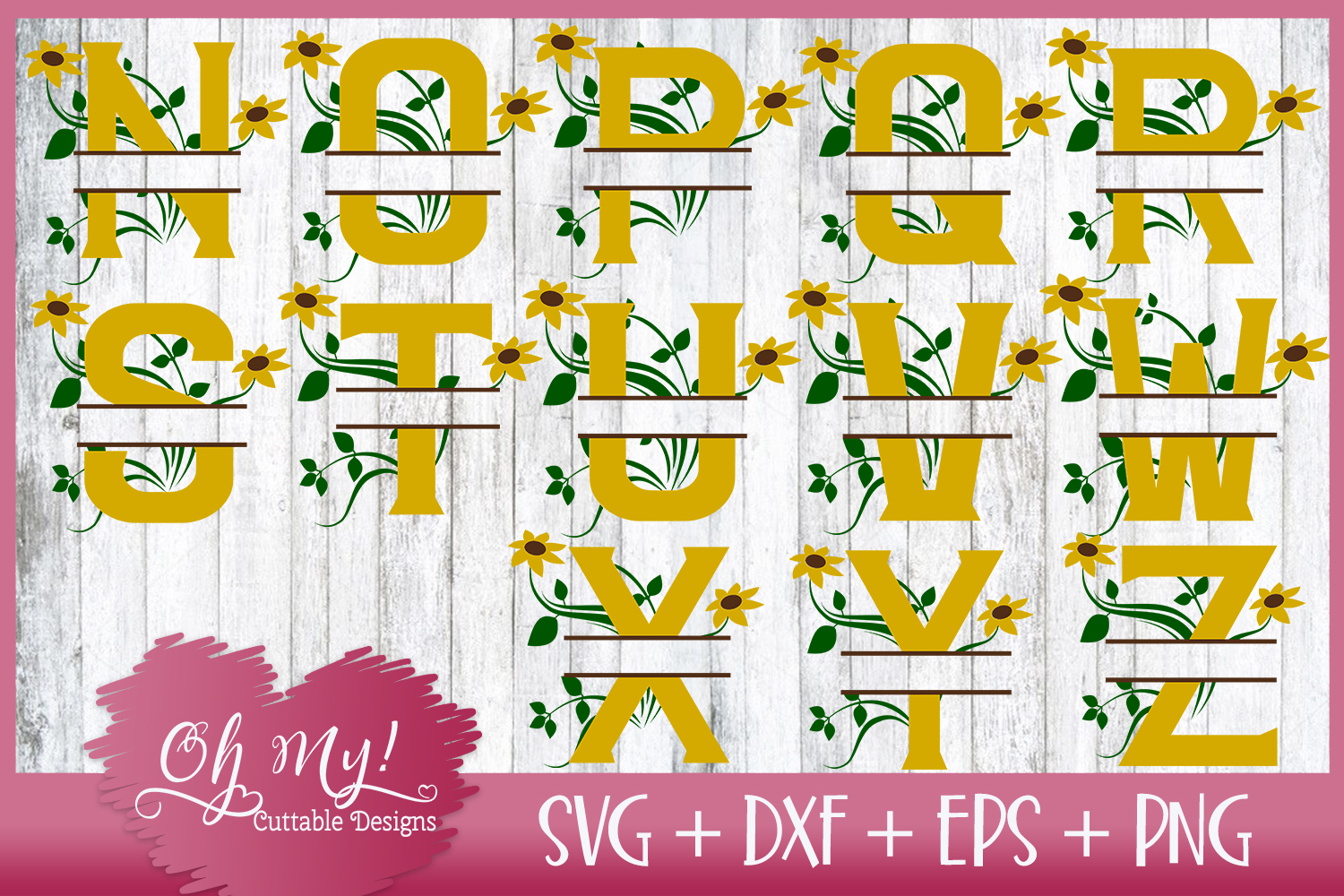 Download Split Sunflower Letters A - Z - Monograms - 26 Designs