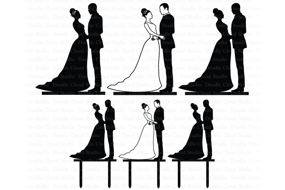 Wedding Cake Topper, Bride and Groom SVG, Black Couple ...