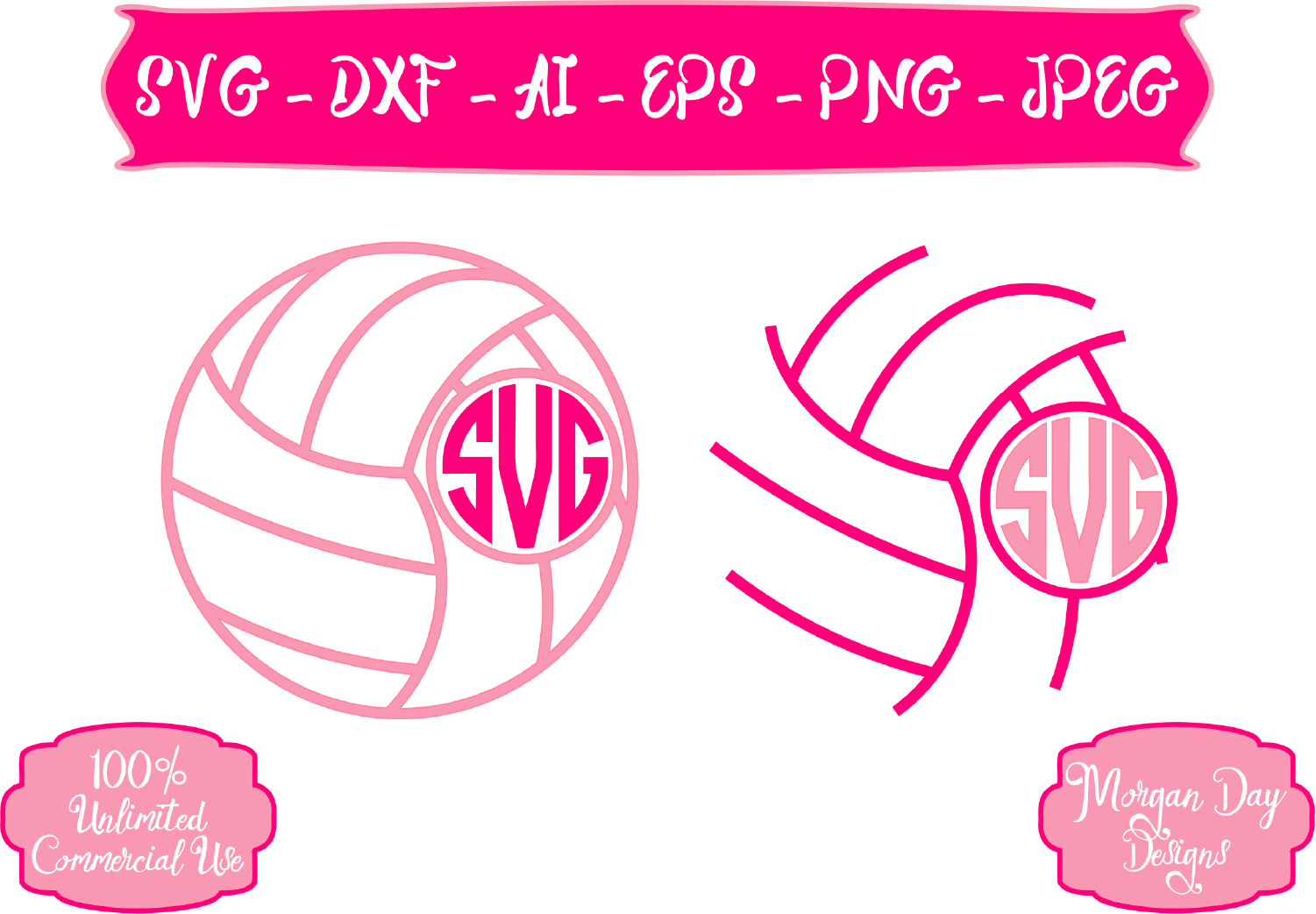 Download Volleyball Monogram SVG (34244) | SVGs | Design Bundles