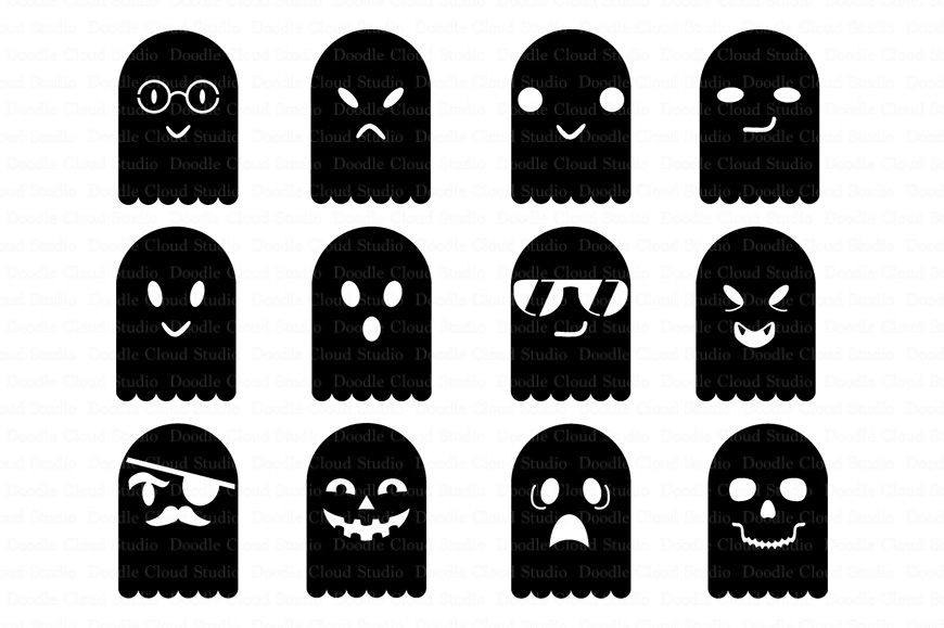 Download Ghosts SVG files for Silhouette Cameo and Cricut. Cute Ghosts clipart PNG transparent included.