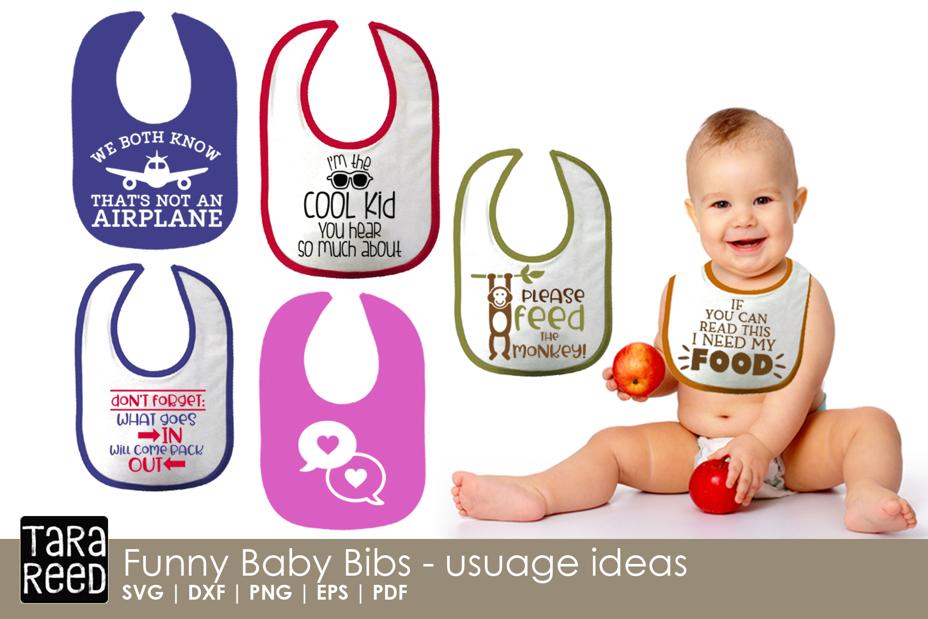 Download Funny Baby Bibs Bundle (120741) | Cut Files | Design Bundles