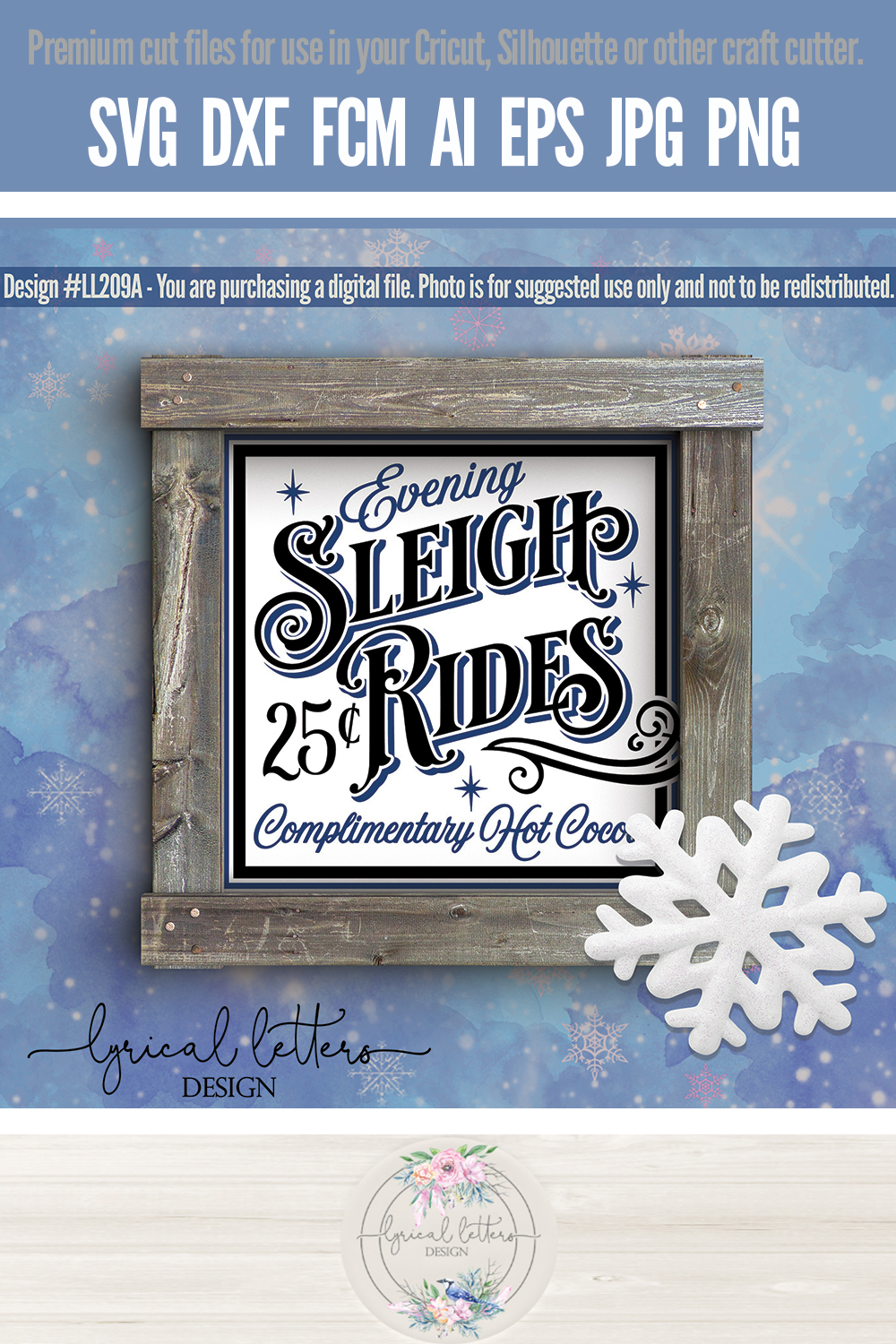 Download Evening Sleigh Rides Vintage Christmas SVG Cut File LL209A