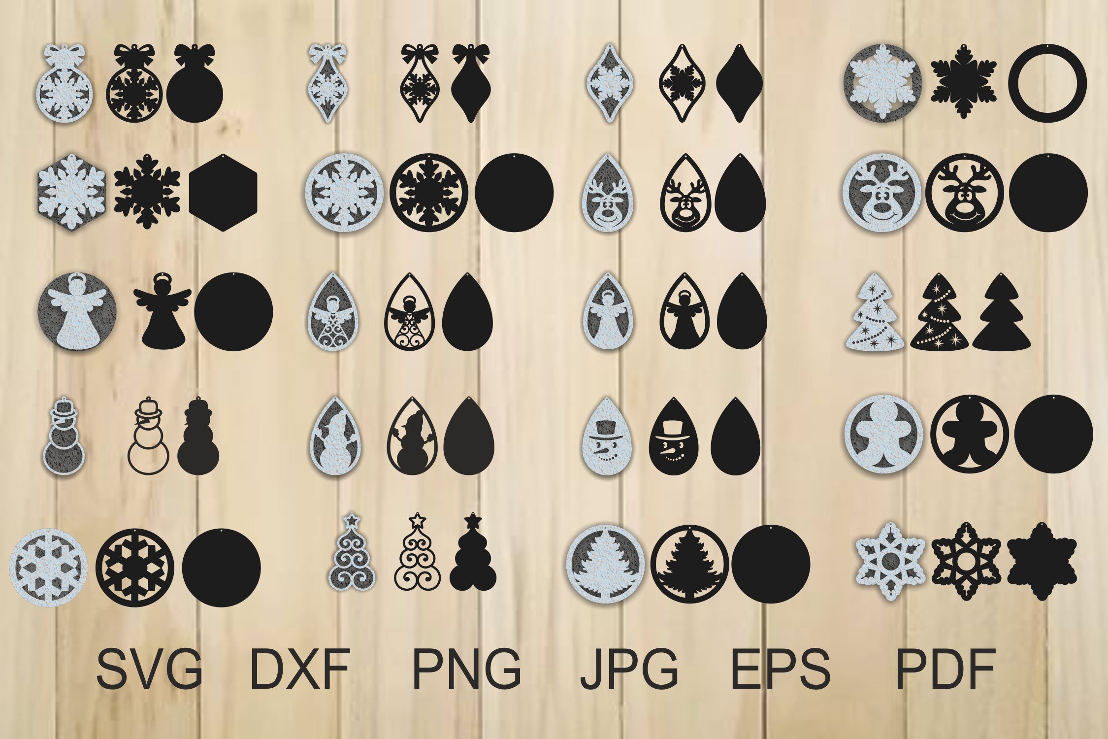 Christmas Earrings SVG, Jewelry Laser Cut Template