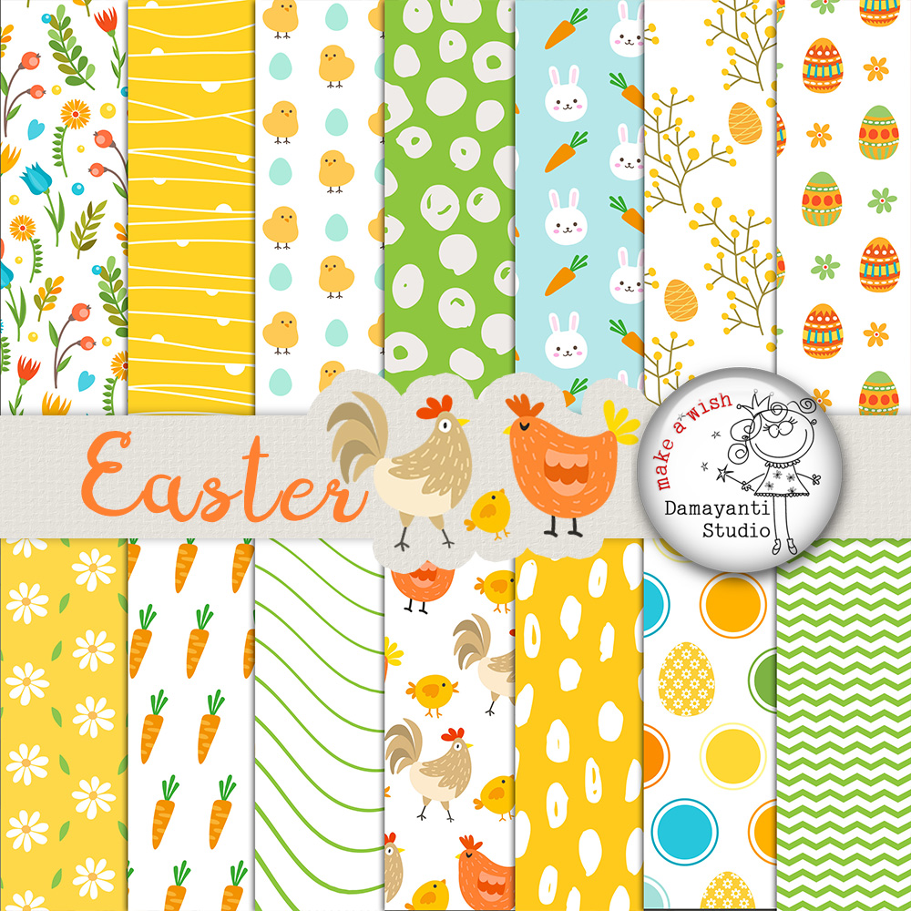 Easter Digital Paper Pack, Easter Paper Pack, Easter Bunny Paper ...