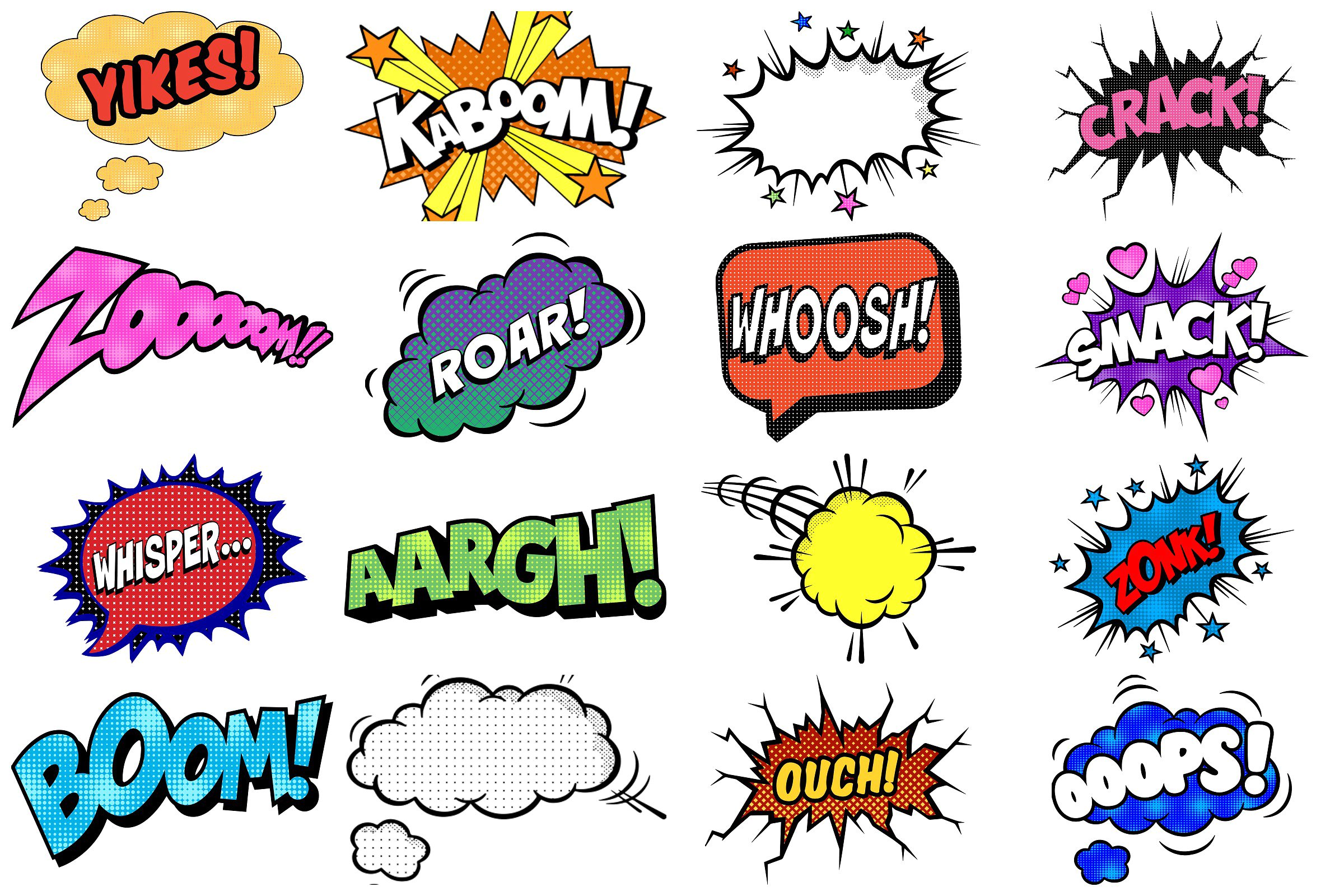 Superhero Comic Speech Bubbles AI EPS PNG (159411) | Illustrations ...