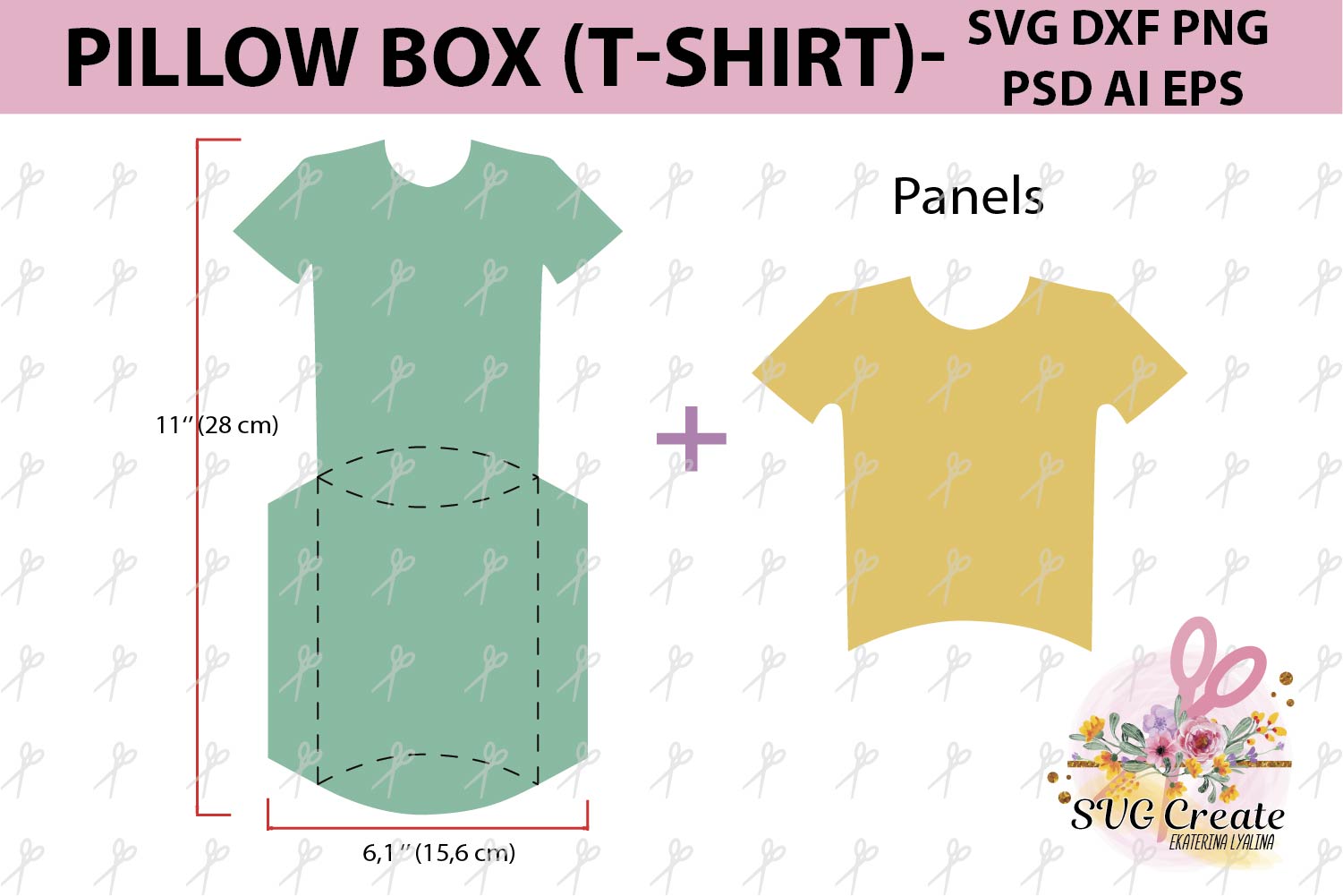 Download Pillow T-shirt box template gift file favor papercut svg ...