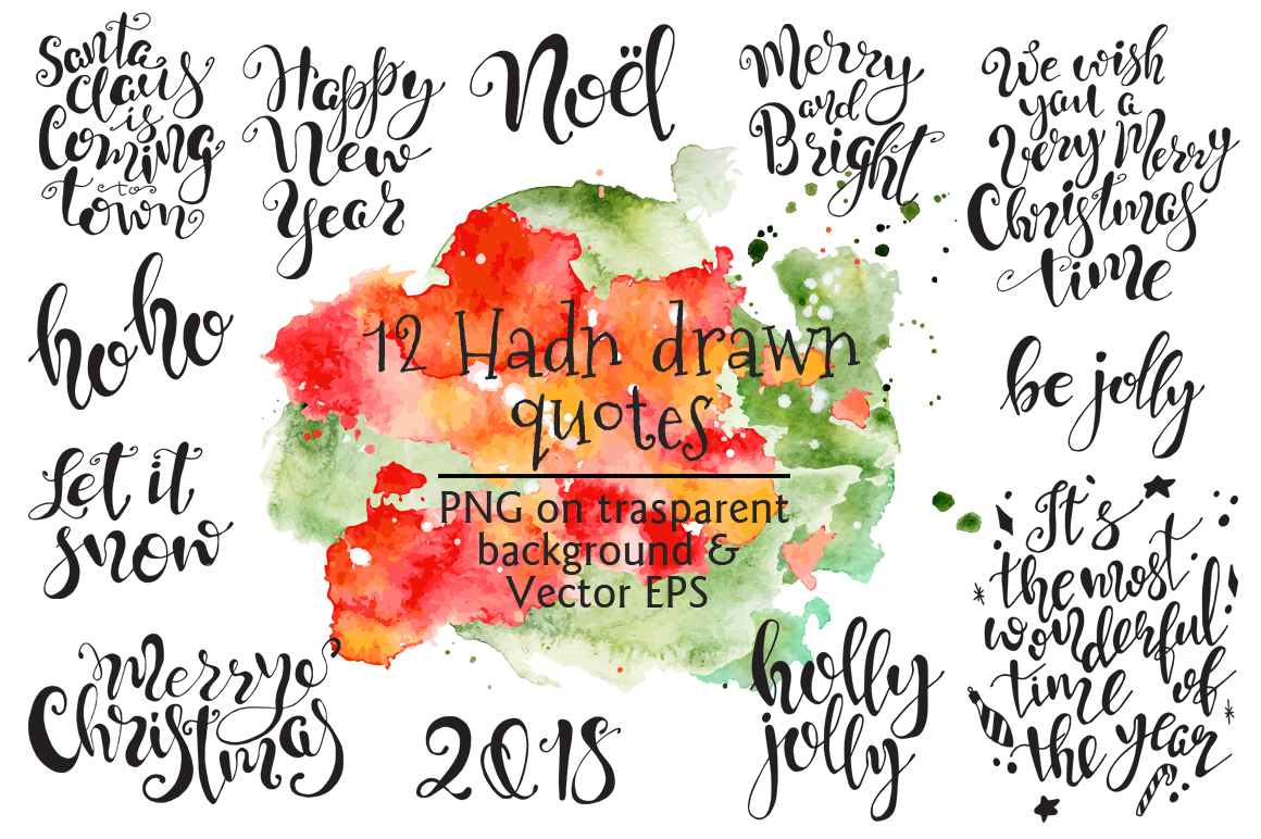 Christmas quotes. Hand lettering DIY (42156) | Illustrations | Design