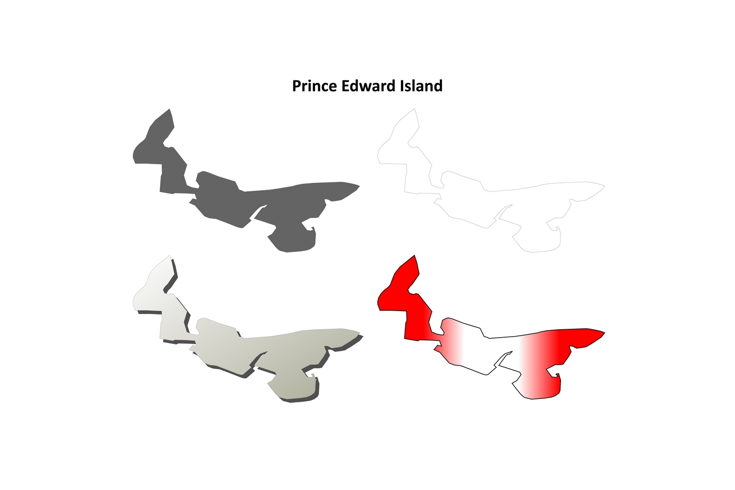 Prince Edward Island blank outline map set