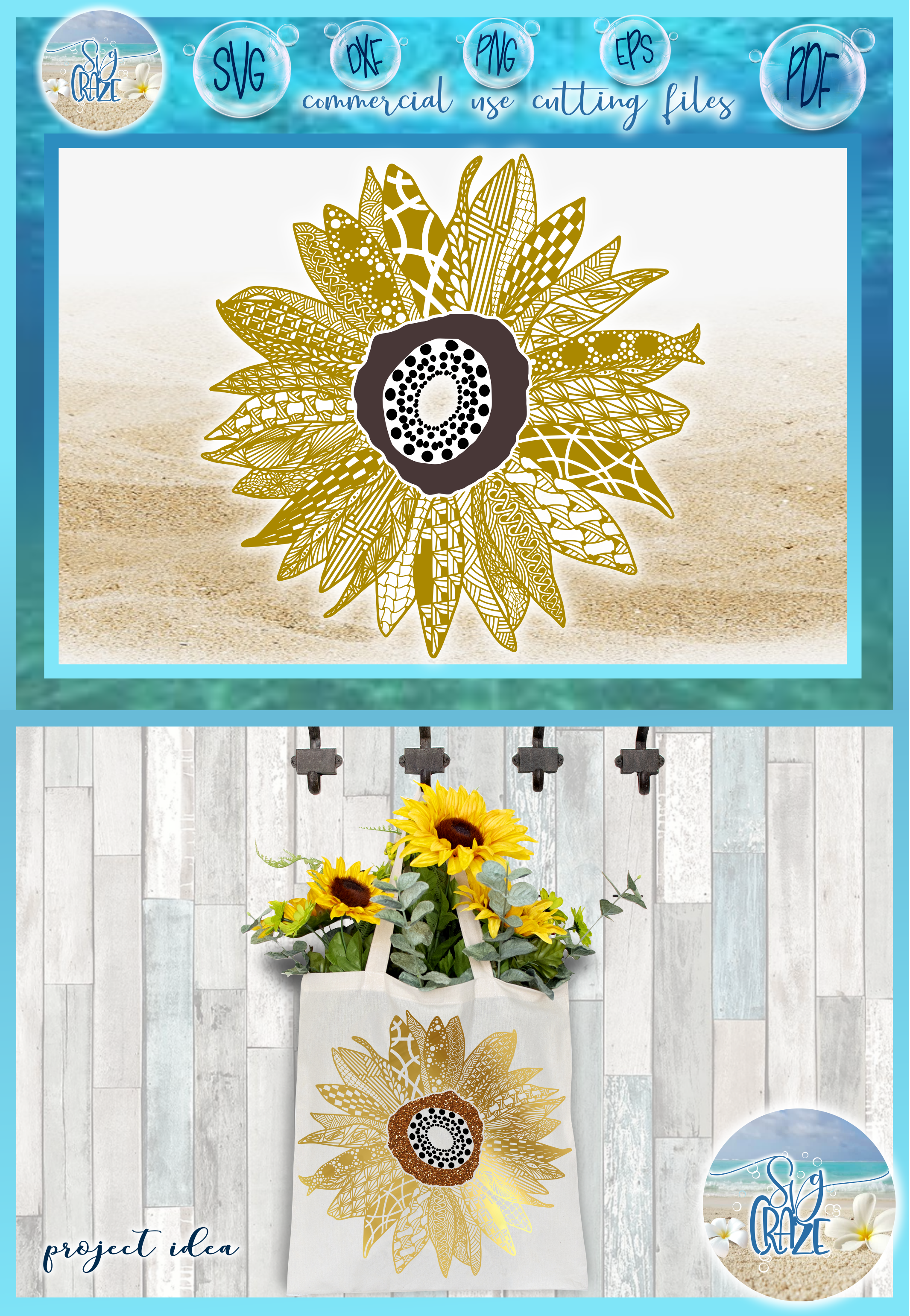 Sunflower Mandala Zentangle SVG
