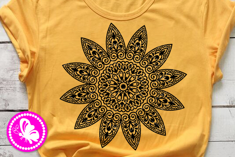Download Mandala Zentangle Sunflower svg Floral decor Flowers print