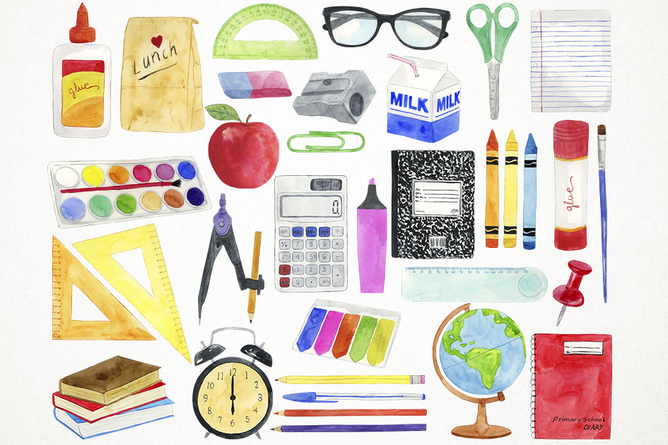 Watercolor School Clipart, Education Clipart, Teacher (945 x 630 Pixel)