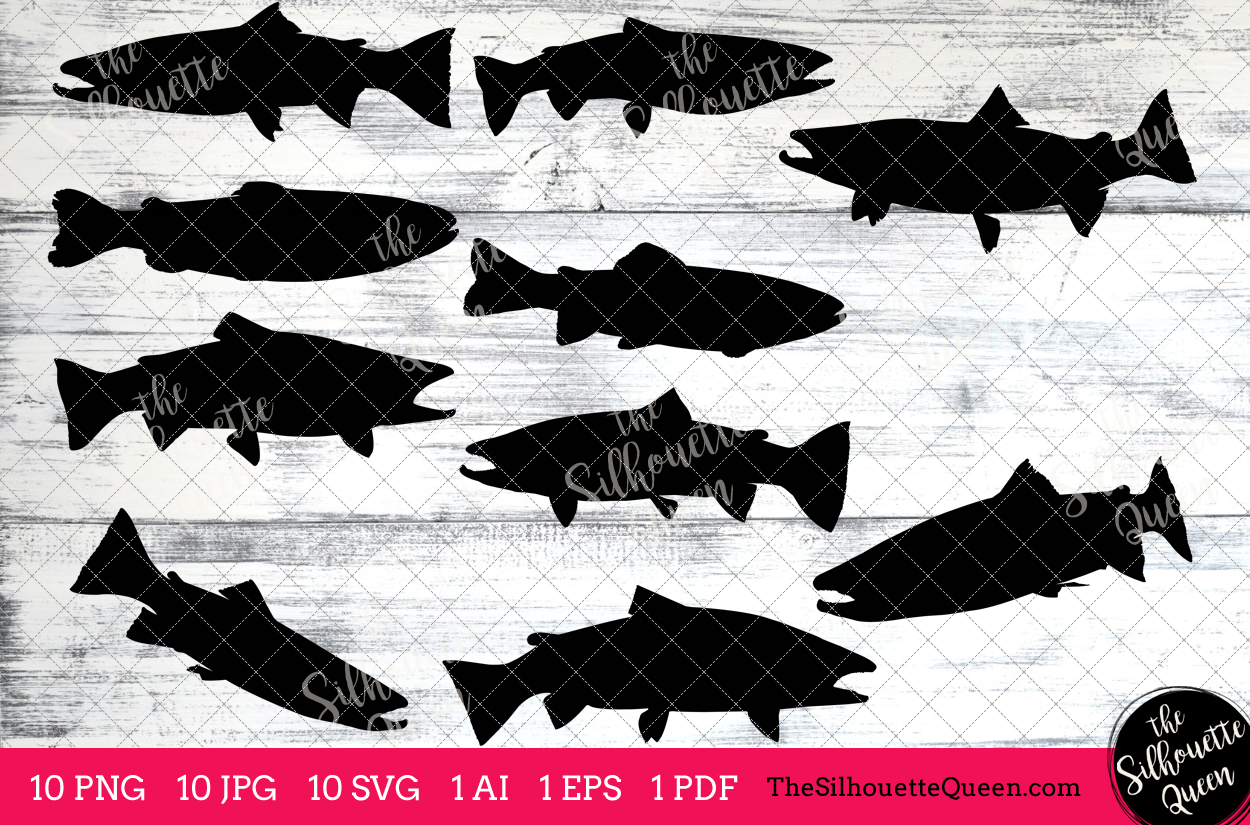 Steelhead Trout Silhouette Clipart Clip Art (AI, EPS, SVGs, JPGs, PNGs ...